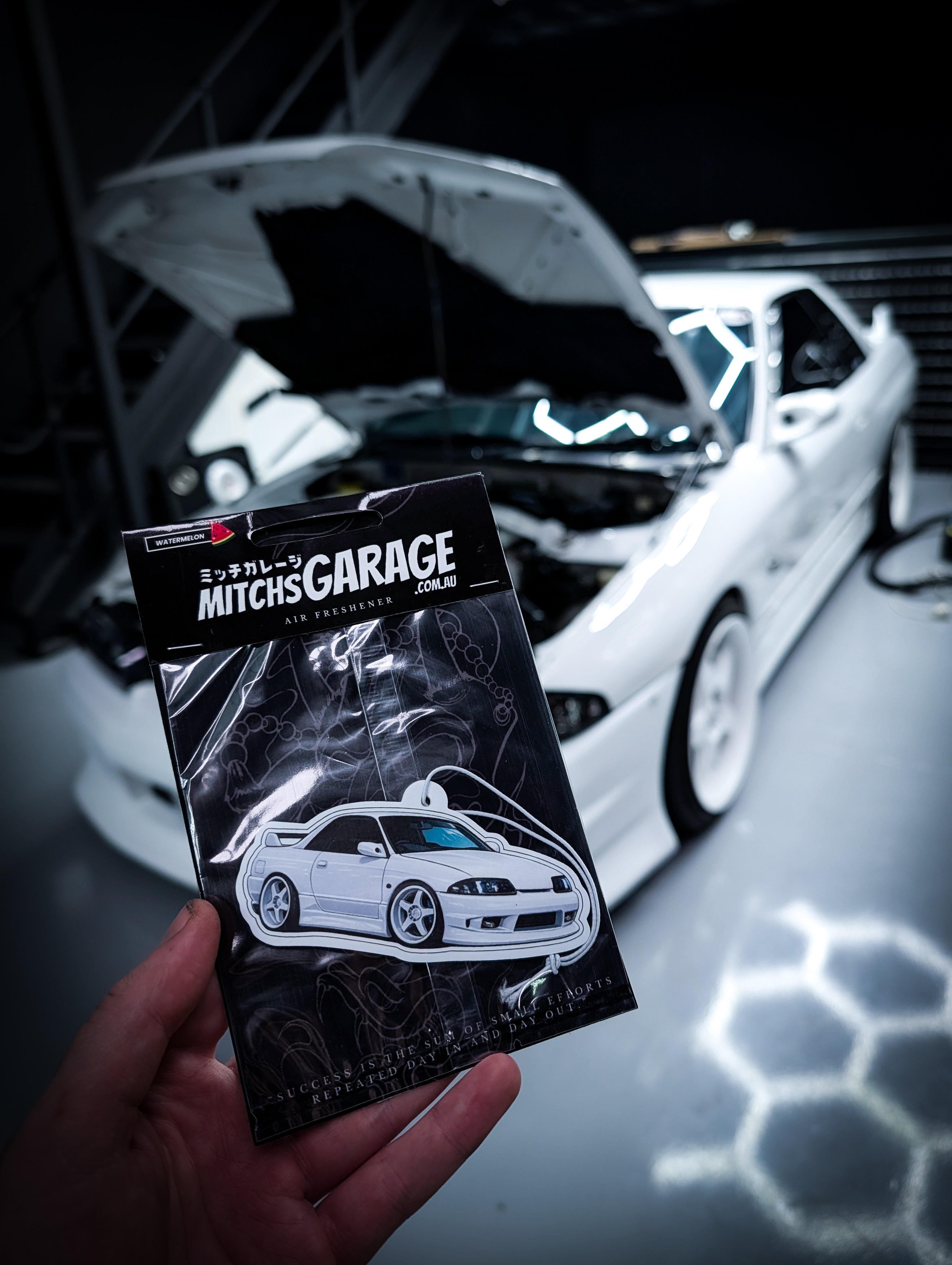 Mitch's Garage White R32 GTST Skyline Watermelon 🍉 Scented Premium Air Freshener