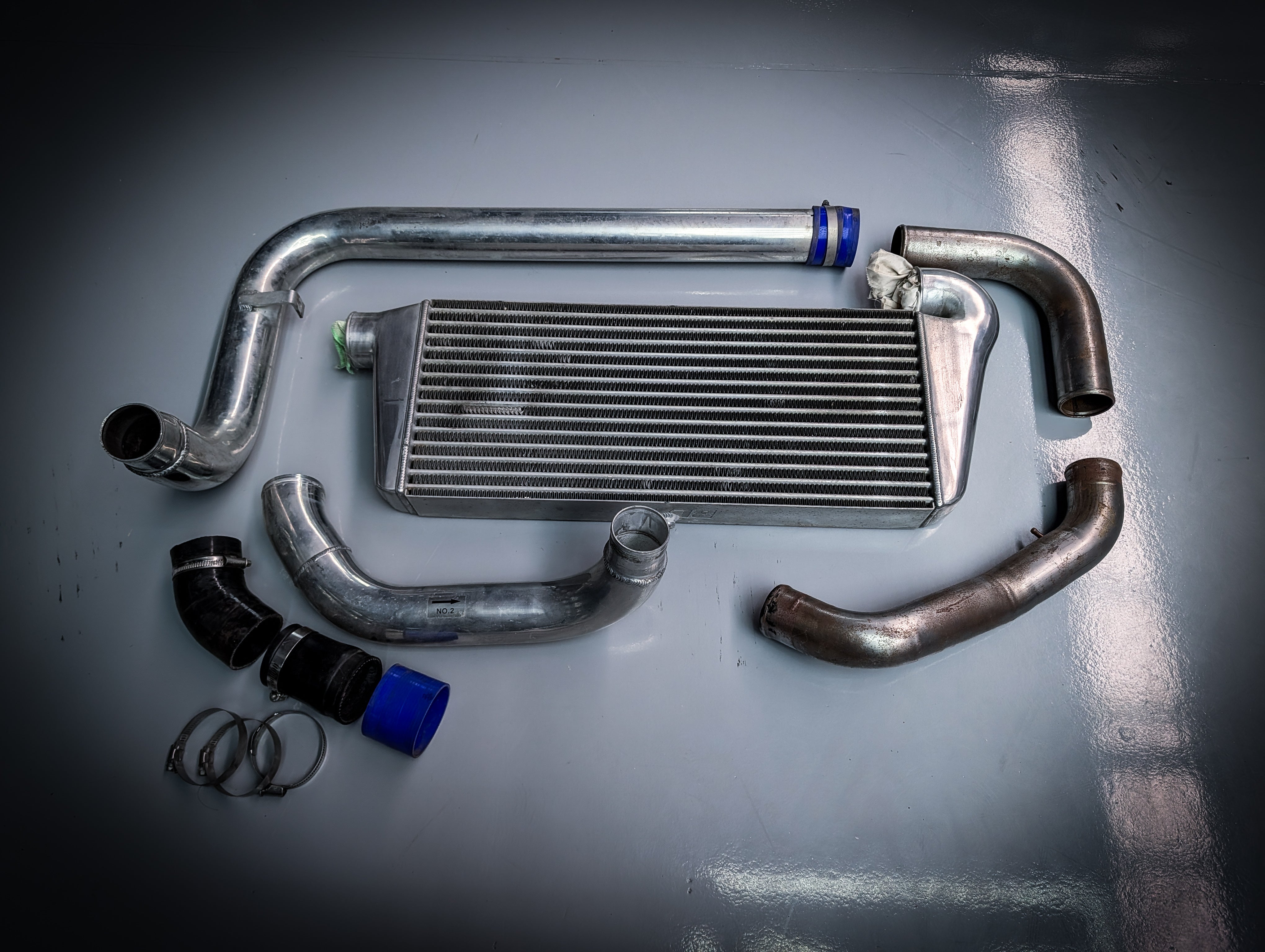 NISSAN Skyline R33/R34 76mm Thick BLITZ Return Flow Stainless Intercooler Kit