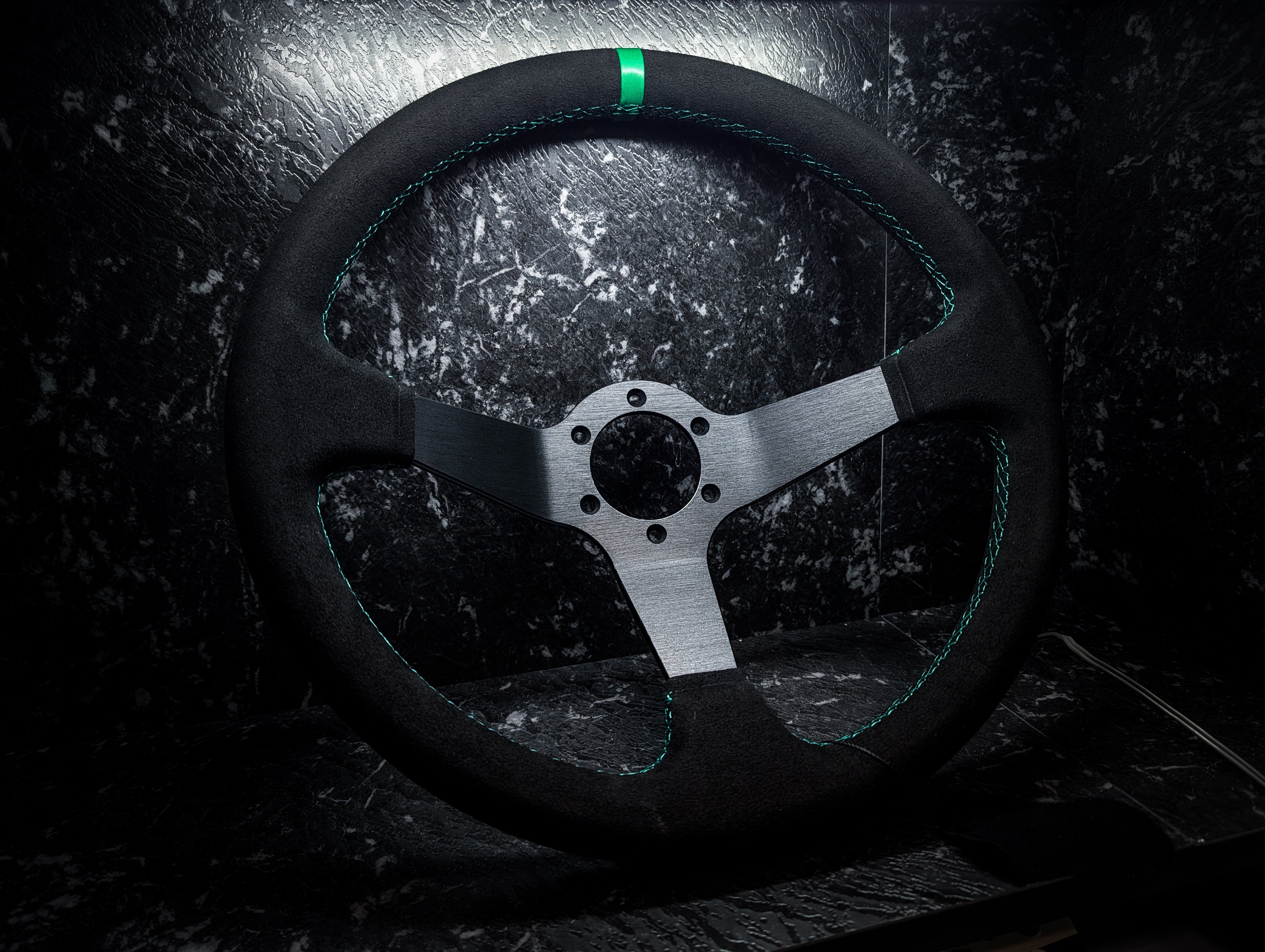 Green Stitch • Deep Dished Alcantara Steering Wheel