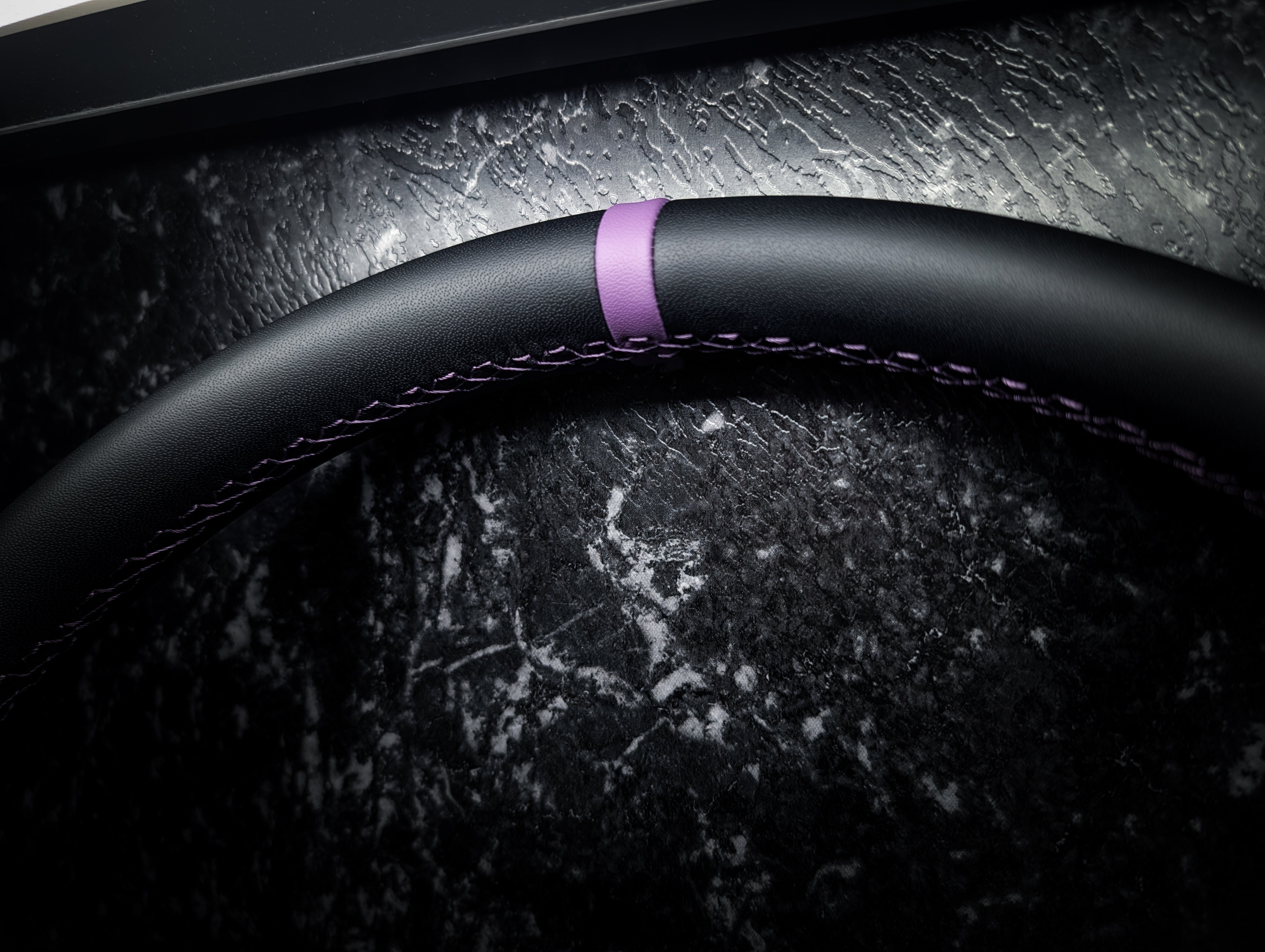Deep Purple Stitch • Deep Dished Leather Steering Wheel