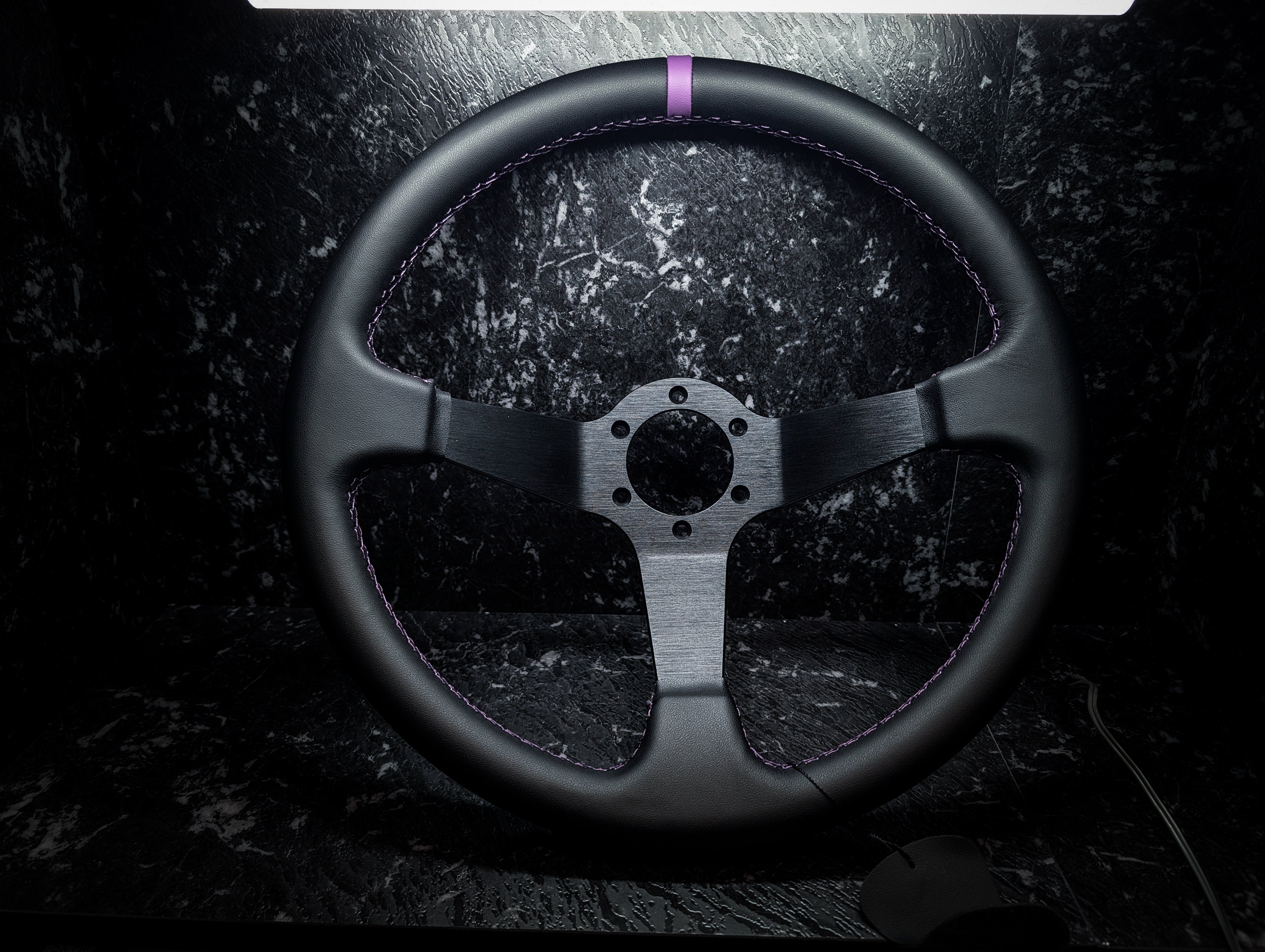 Deep Purple Stitch • Deep Dished Leather Steering Wheel