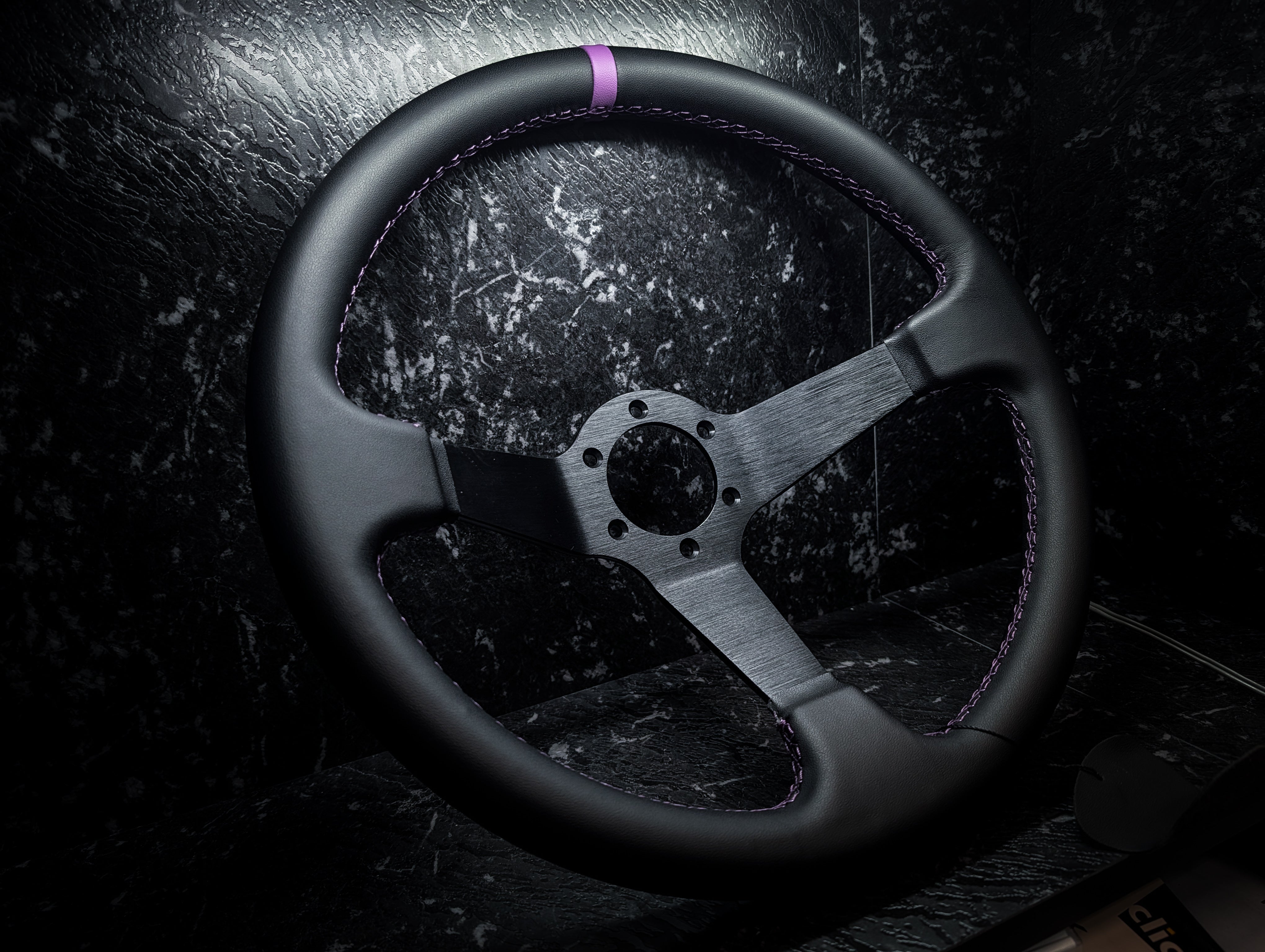 Deep Purple Stitch • Deep Dished Leather Steering Wheel