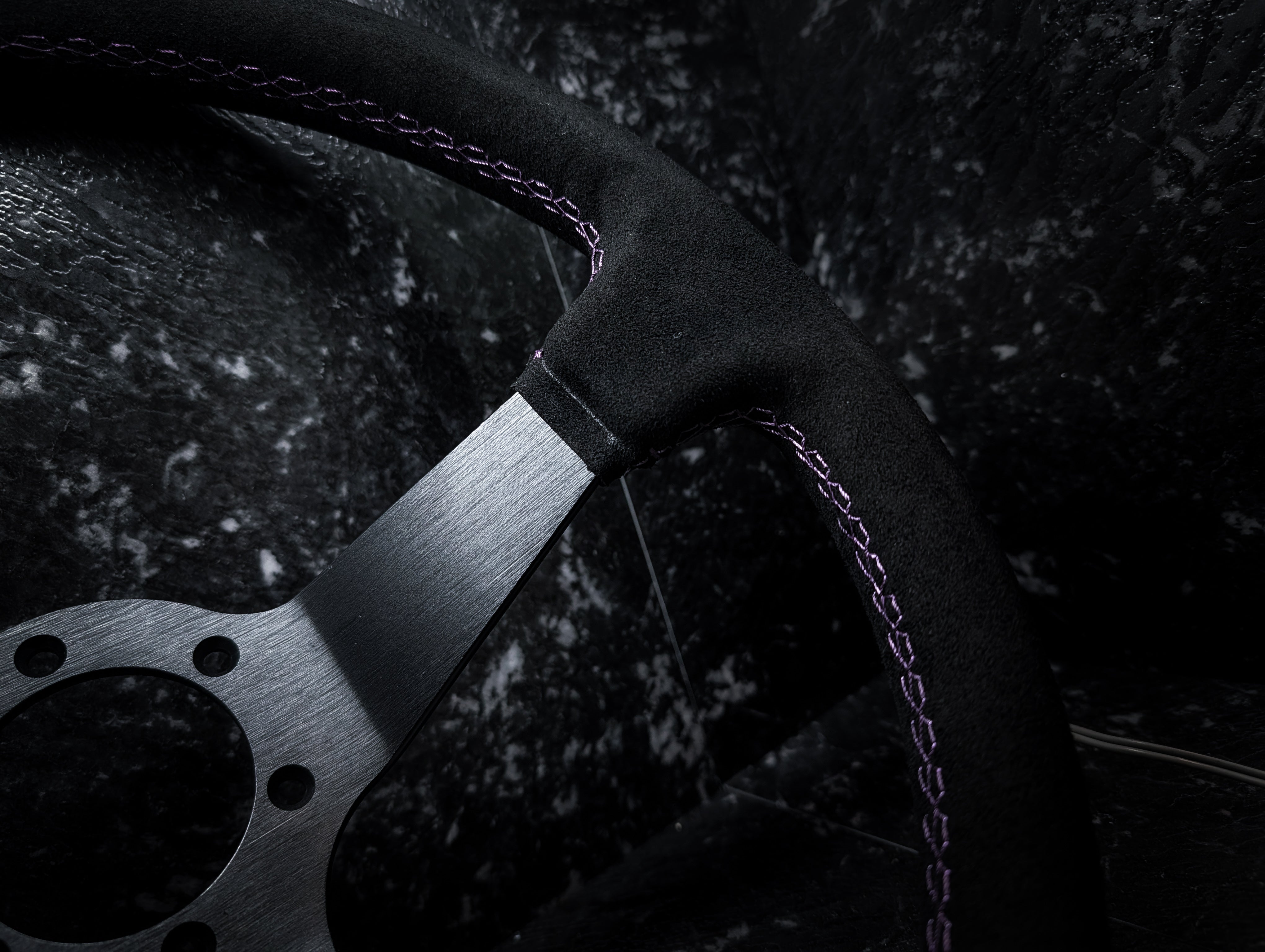 Deep Purple Stitch • Deep Dished Alcantara Steering Wheel