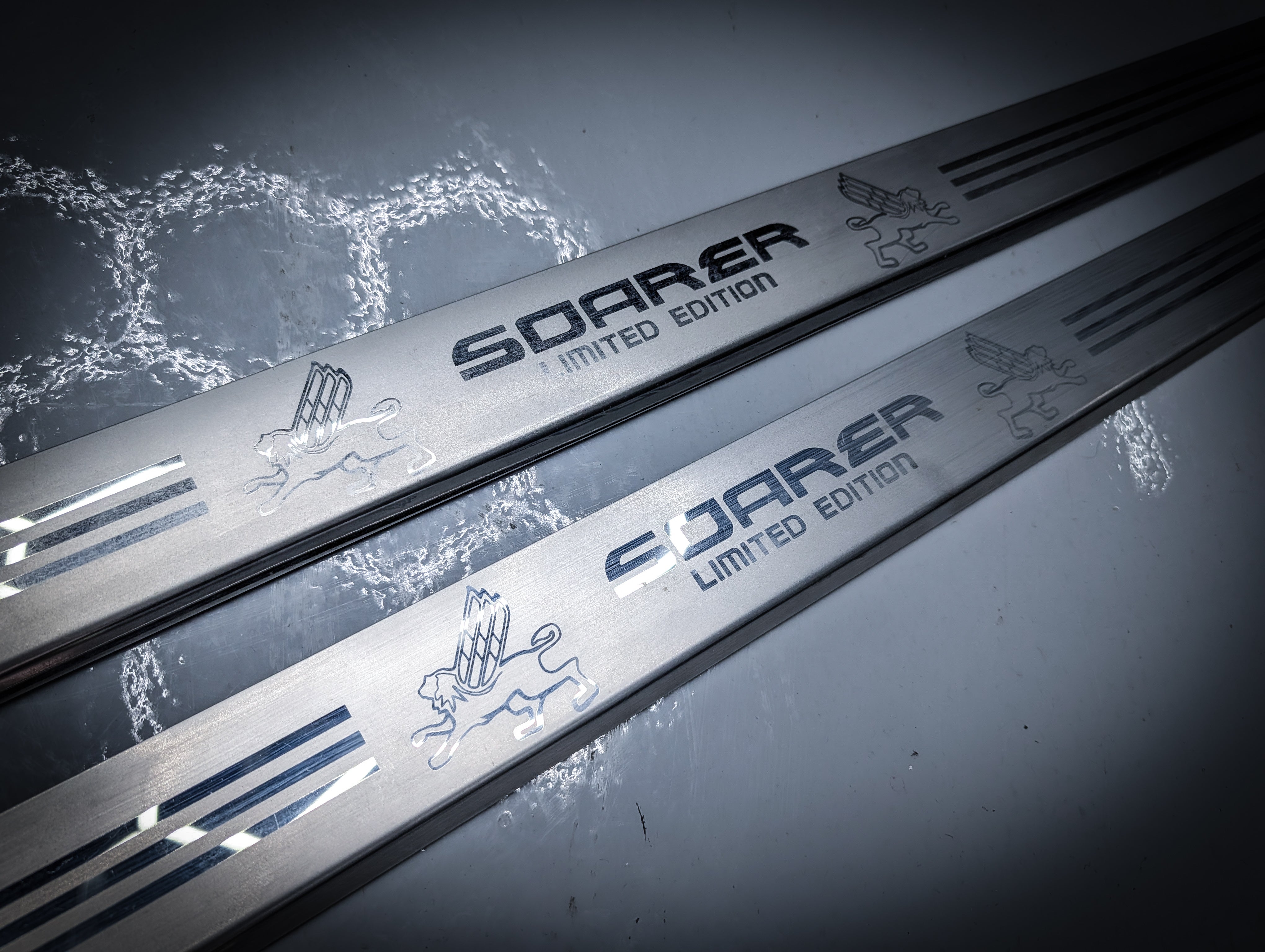 Toyota Soarer JZZ30 LIMITED EDITION Silver Stainless Inner Door Scuff Pads Pair