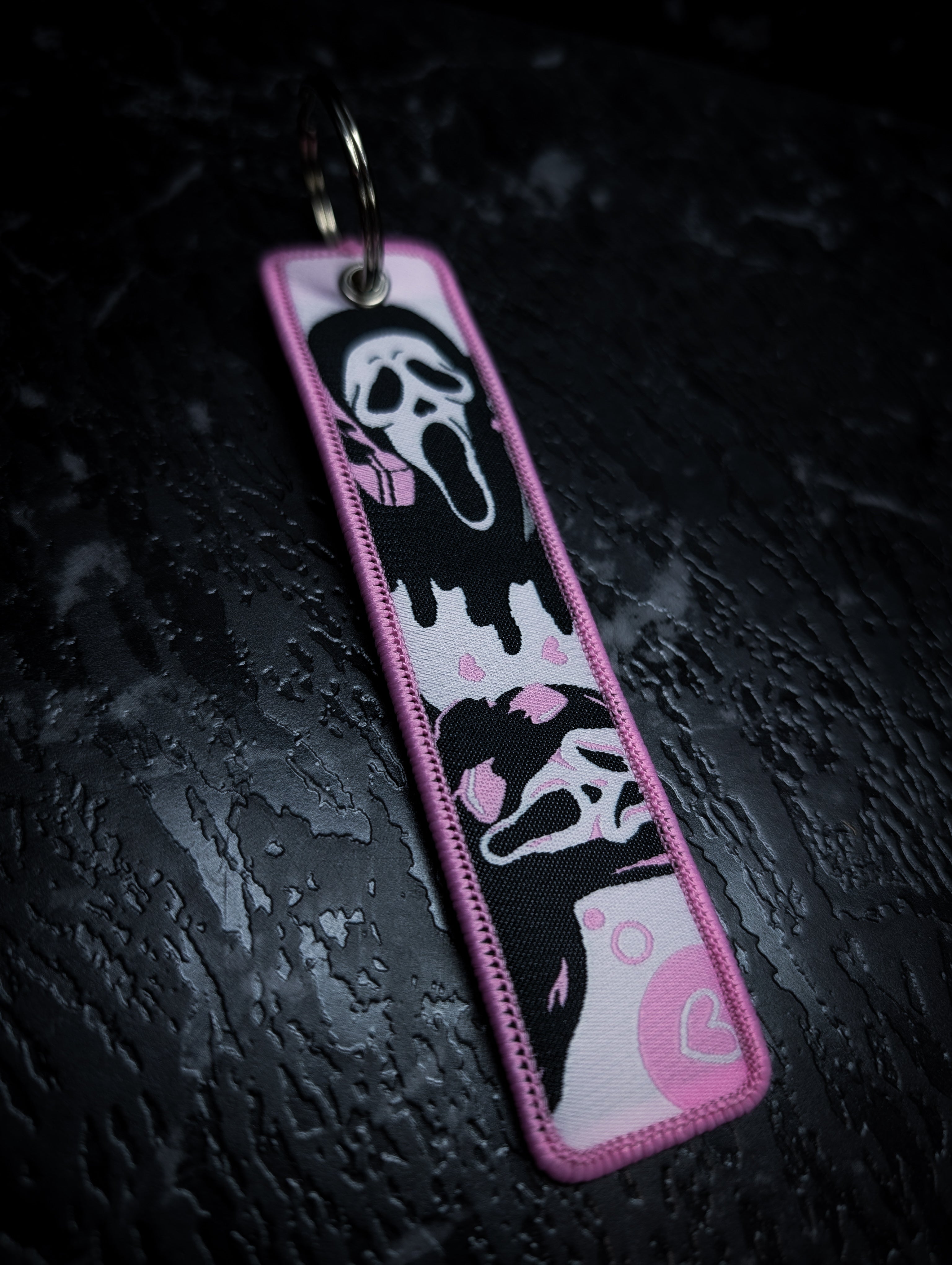 Scream Mask Ghost Face "Call Me Back" Pink Key Tag