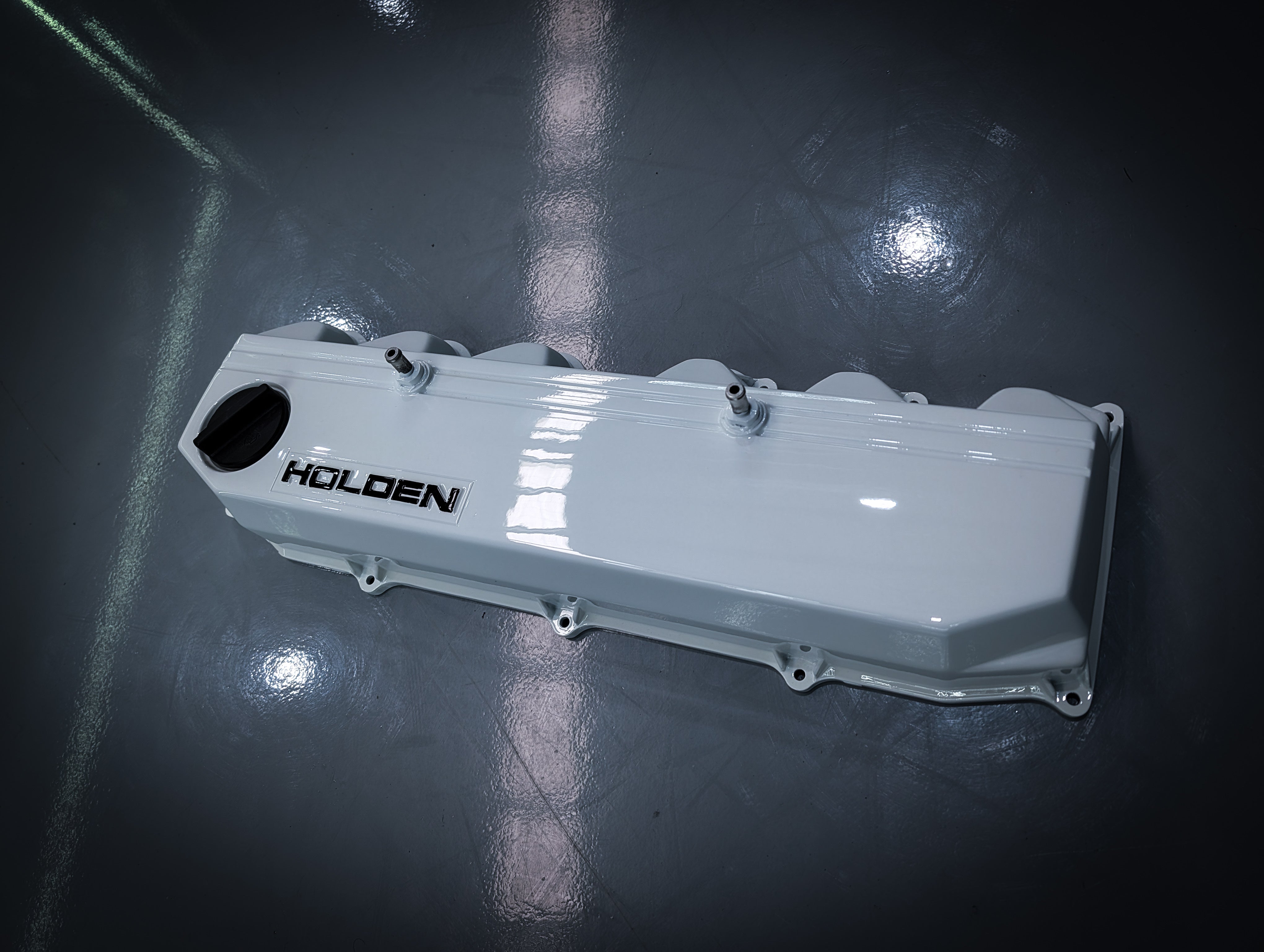 Gloss White | Black Nissan Logo RB30 Engine Cover