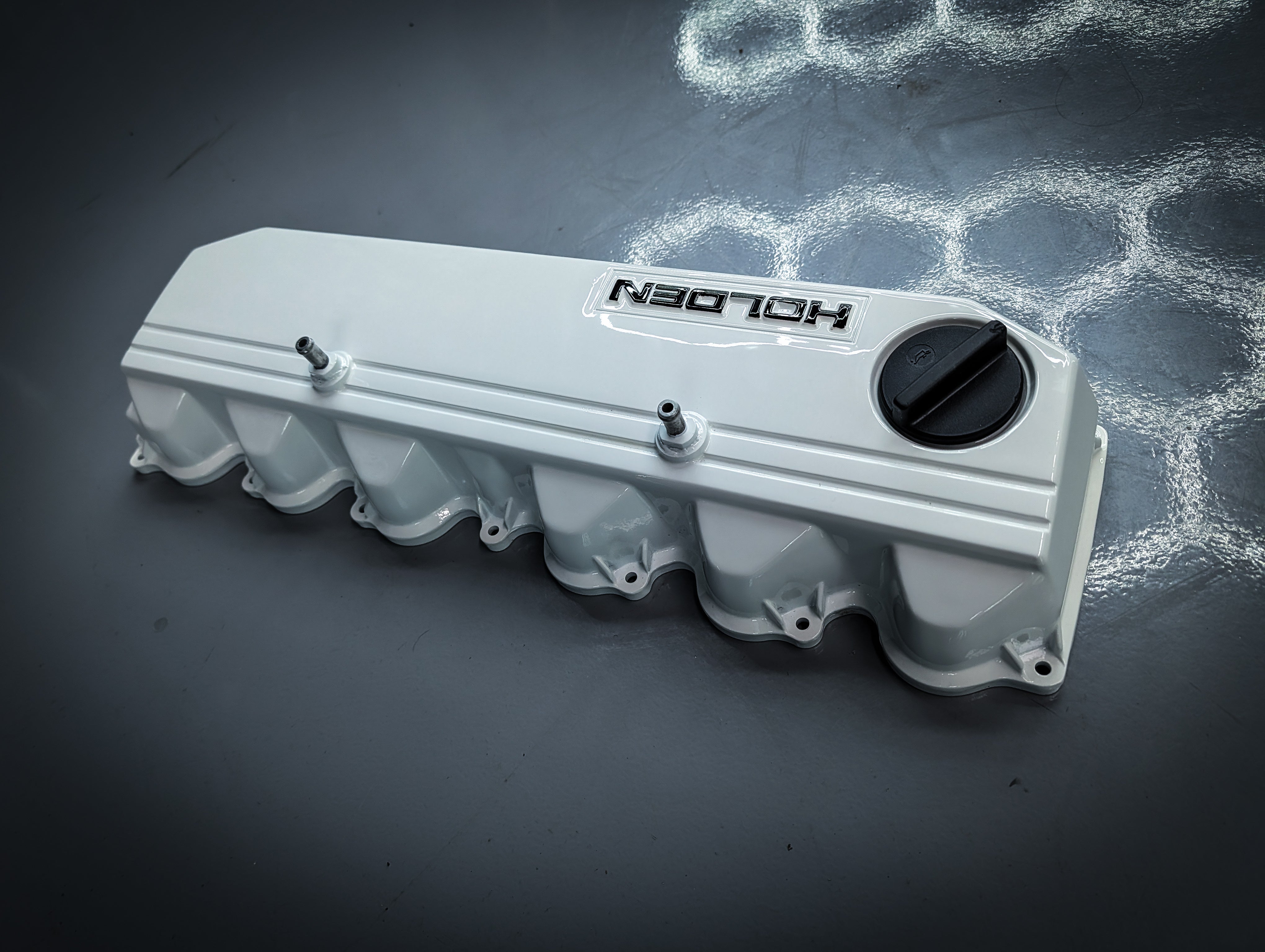Gloss White | Black Nissan Logo RB30 Engine Cover