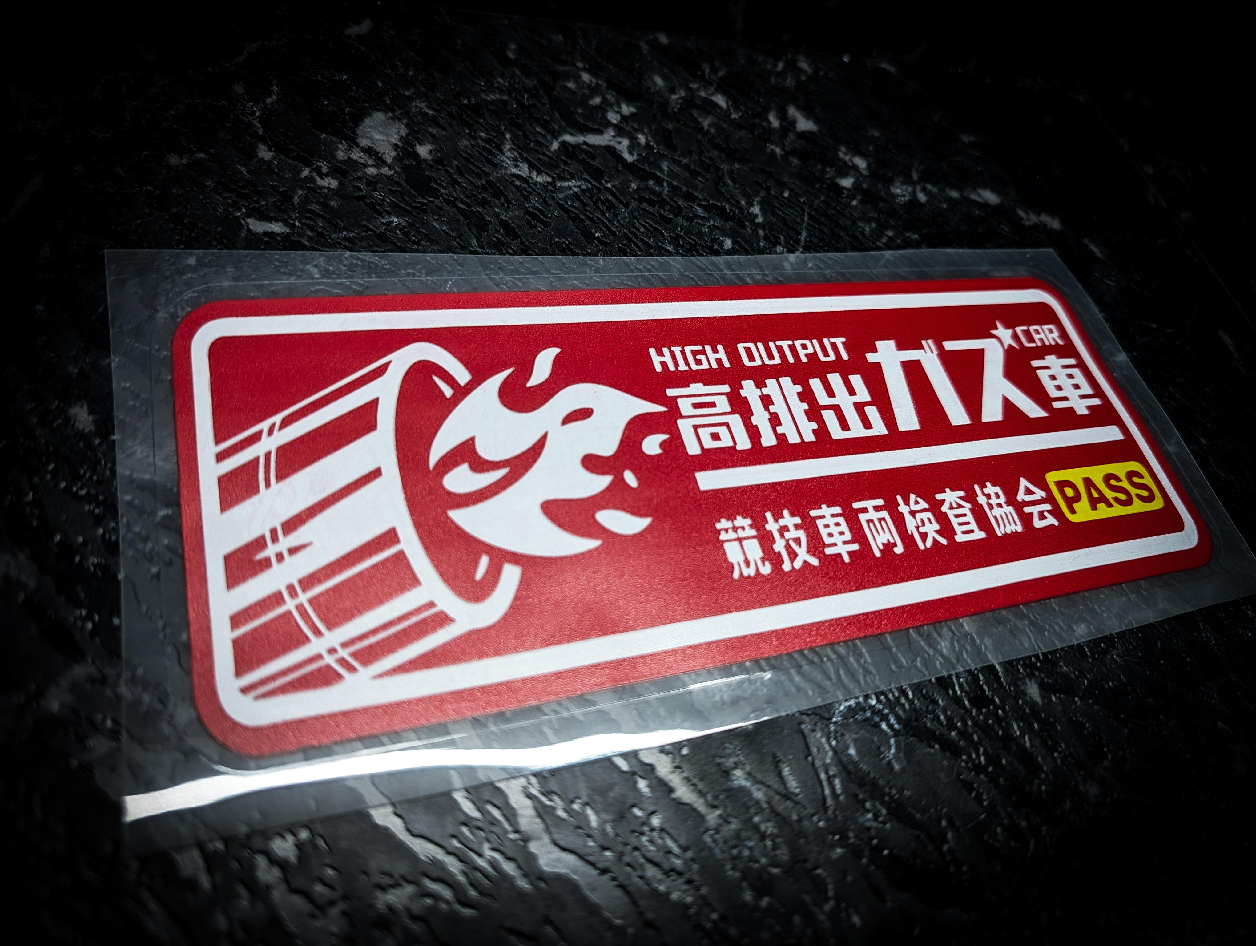 PASS High Output Exhaust Red Reflective Slap Sticker