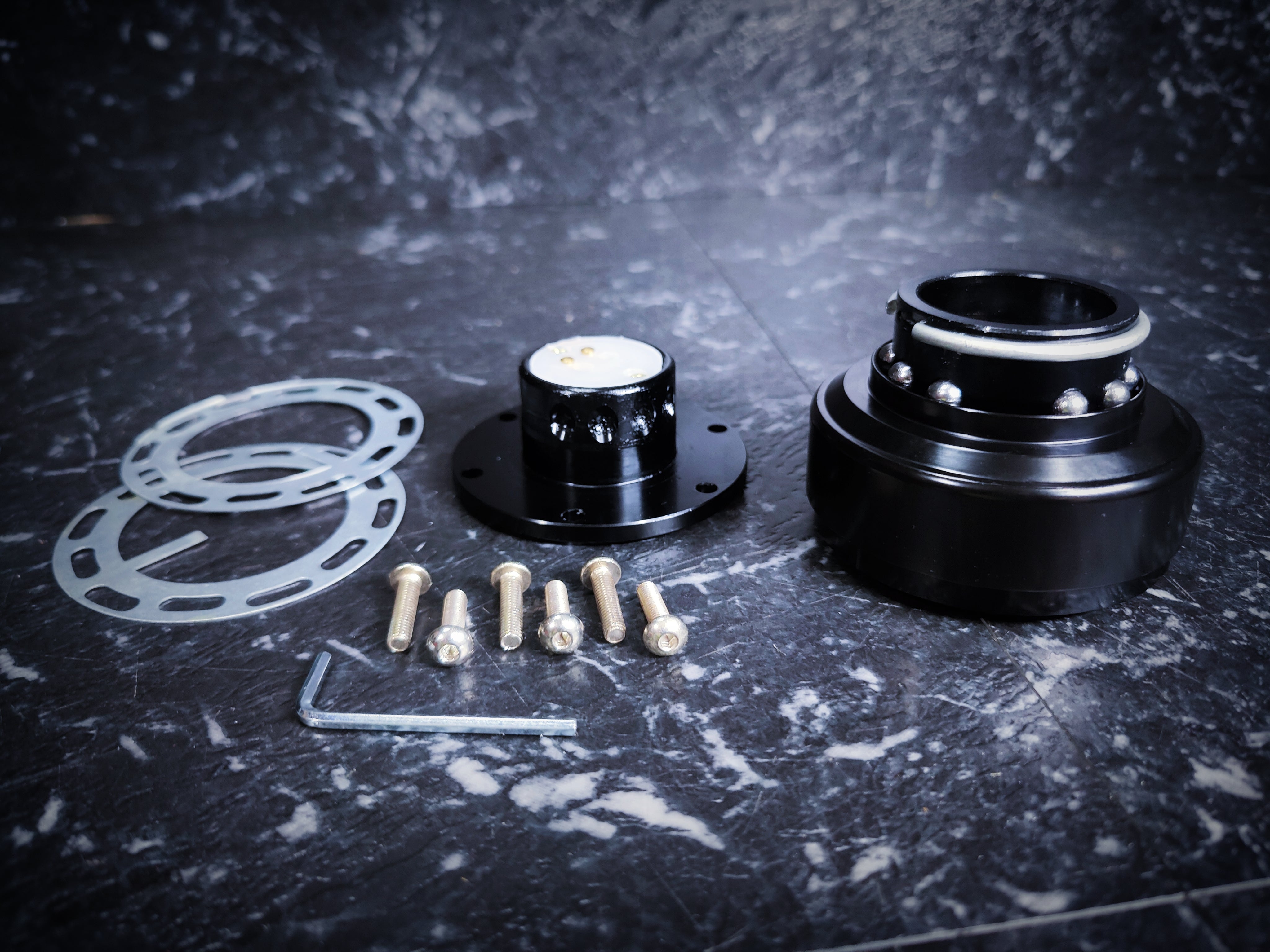 "DING" Sound Billet BLACK Steering Wheel Quick Release Kit
