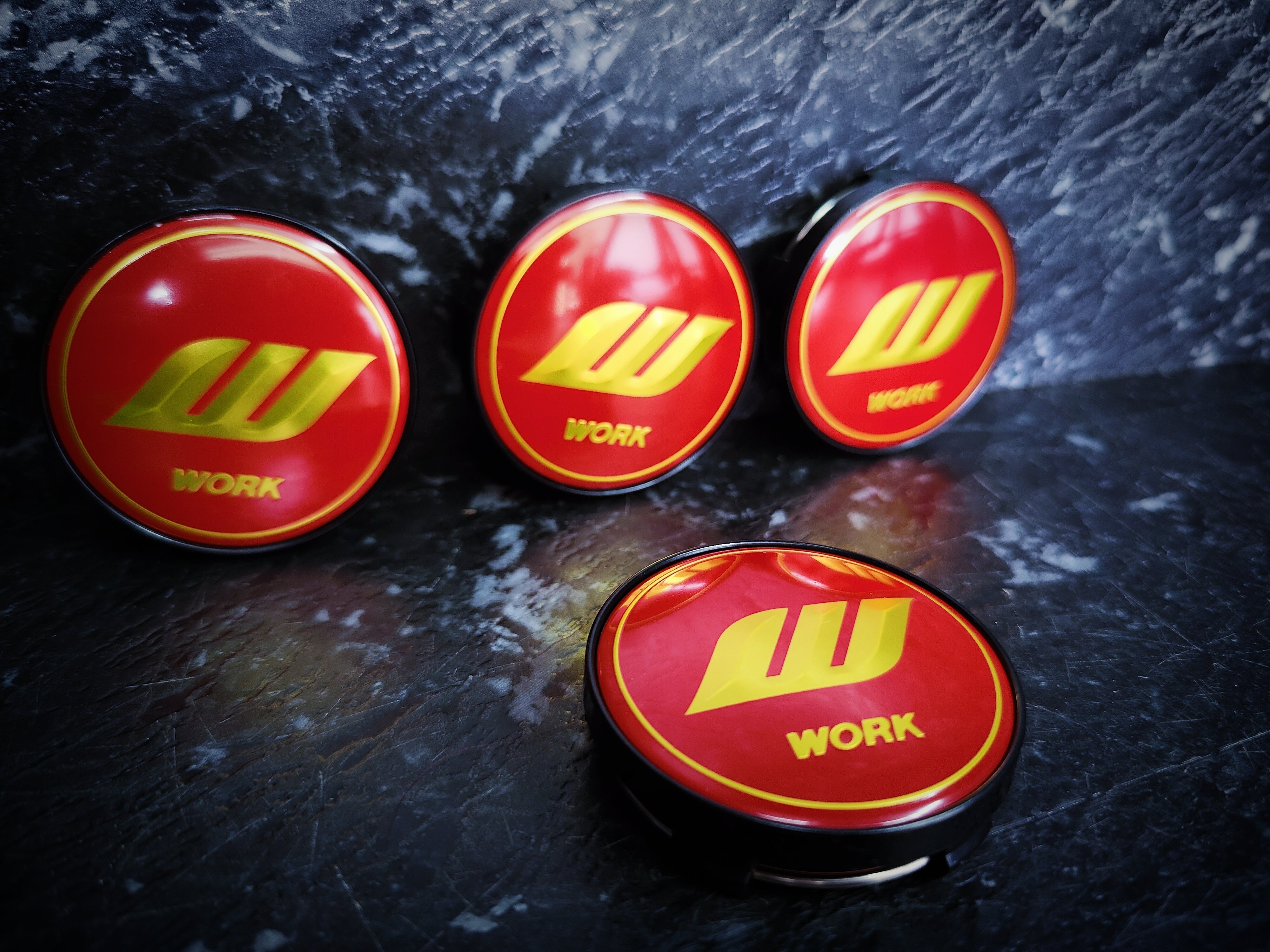 WORK Style Gold Lifted Logo VS-XX & GT5 Red Centre Caps