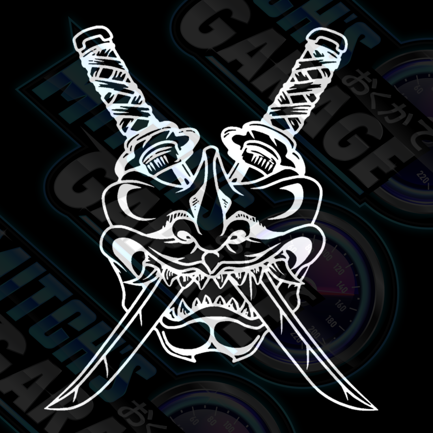Oni Samurai Demon Mask Vinyl Decal
