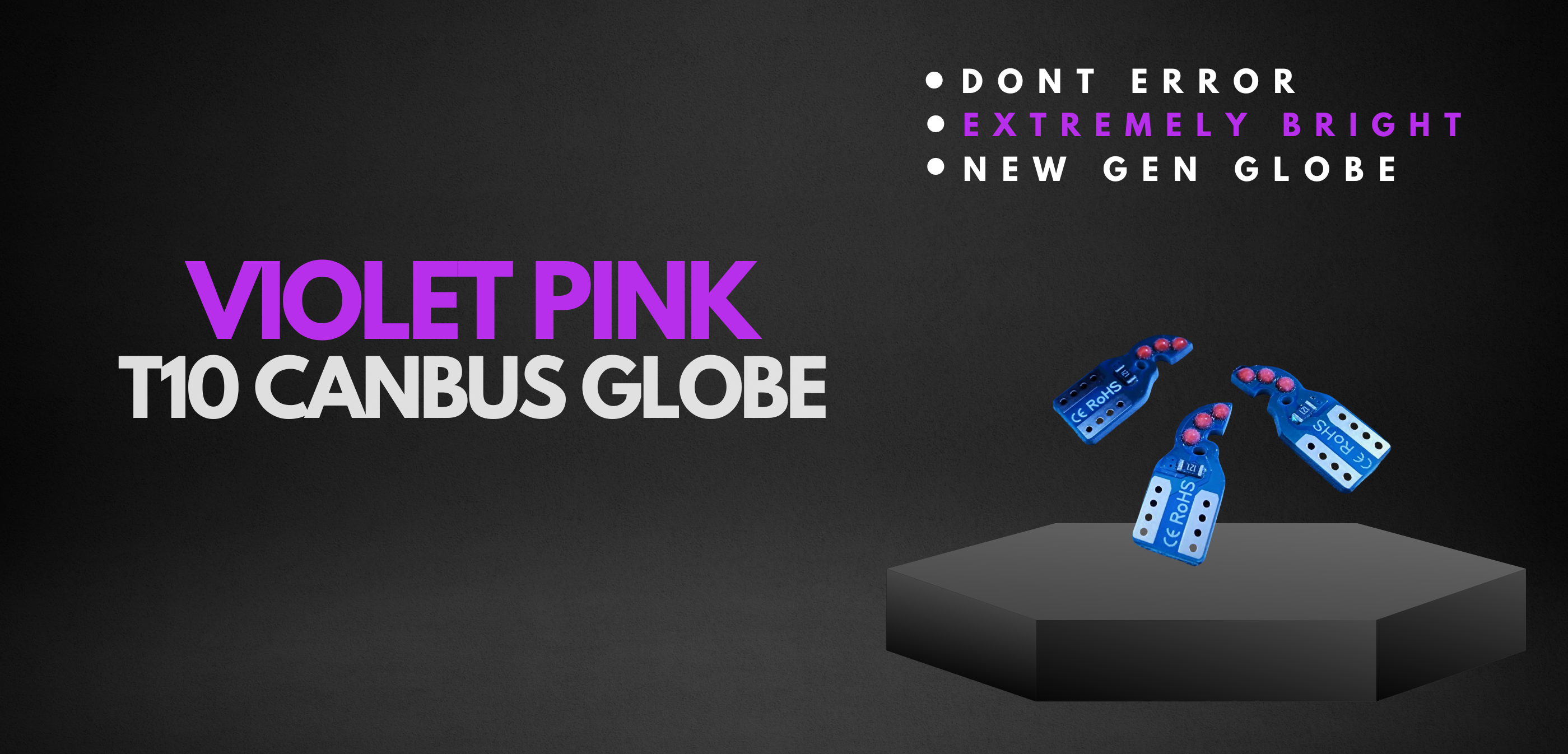 x1 Violet Pink T10 Led Car Globe