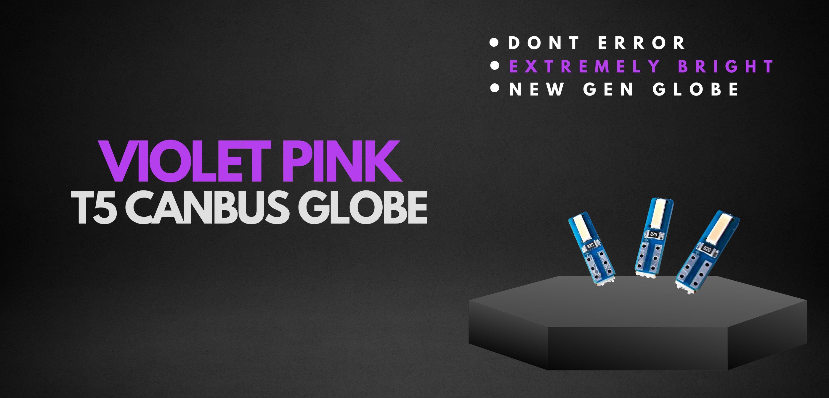x1 Violet Pink T5 Led Car Globe