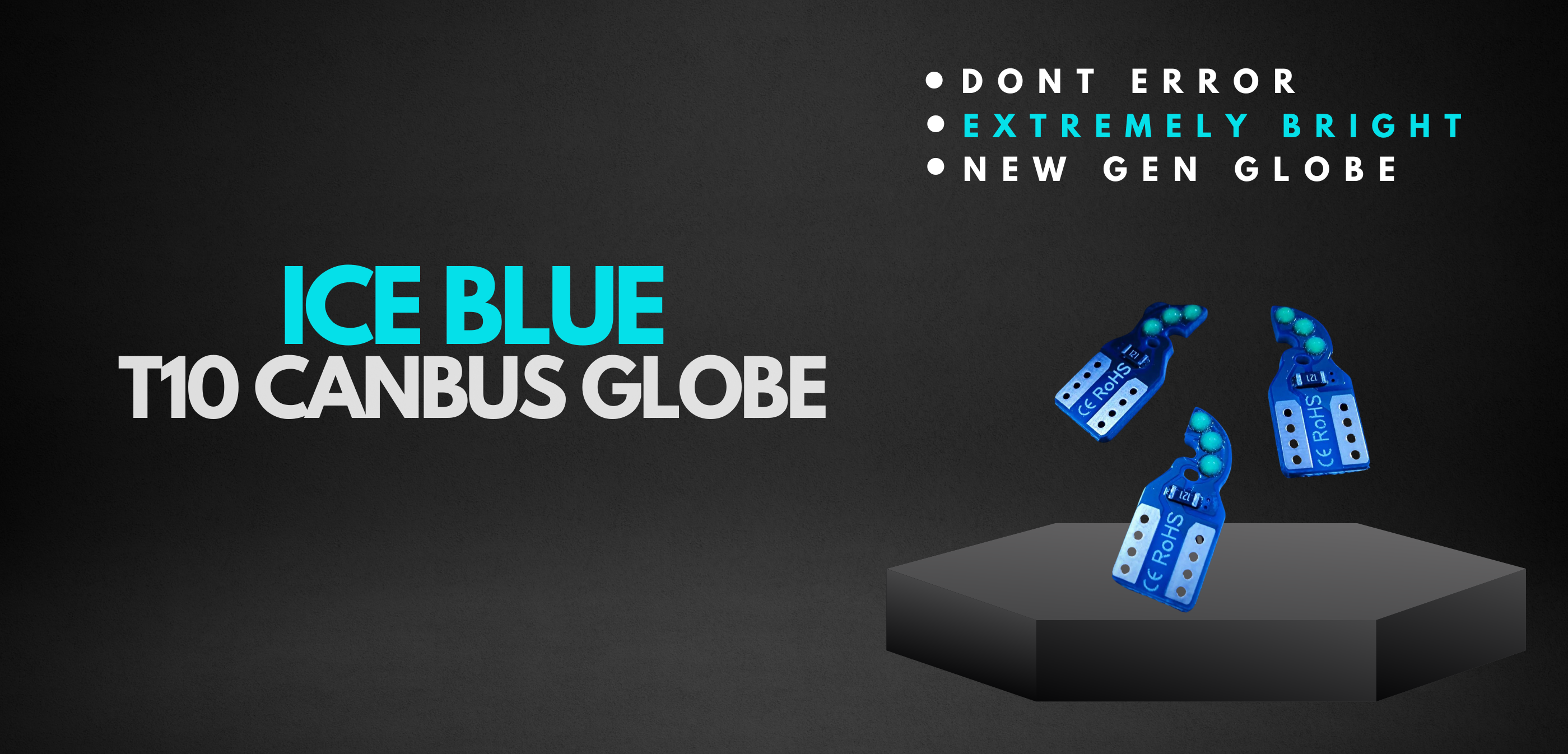 x1 Ice Blue T10 Led Car Globe