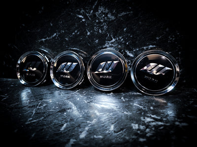WORK Style Silver Lifted Logo Meister S1 3P Black Centre Caps (early generation)