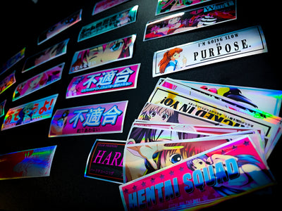 JDM Girl Slap Silver Holographic Decal 32 Pack