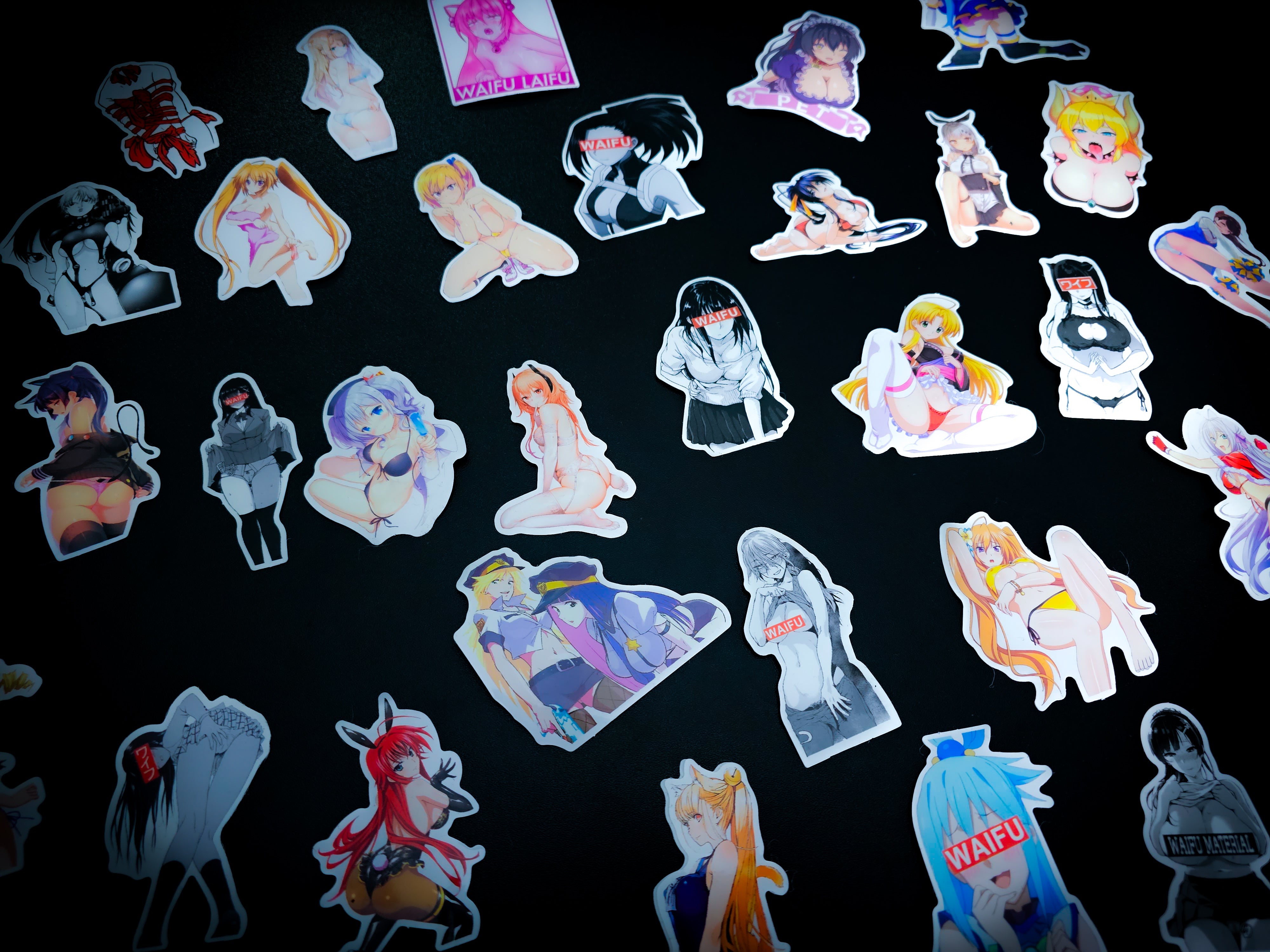 Colourful Anime Waifu Cluster Decal 3 Pack