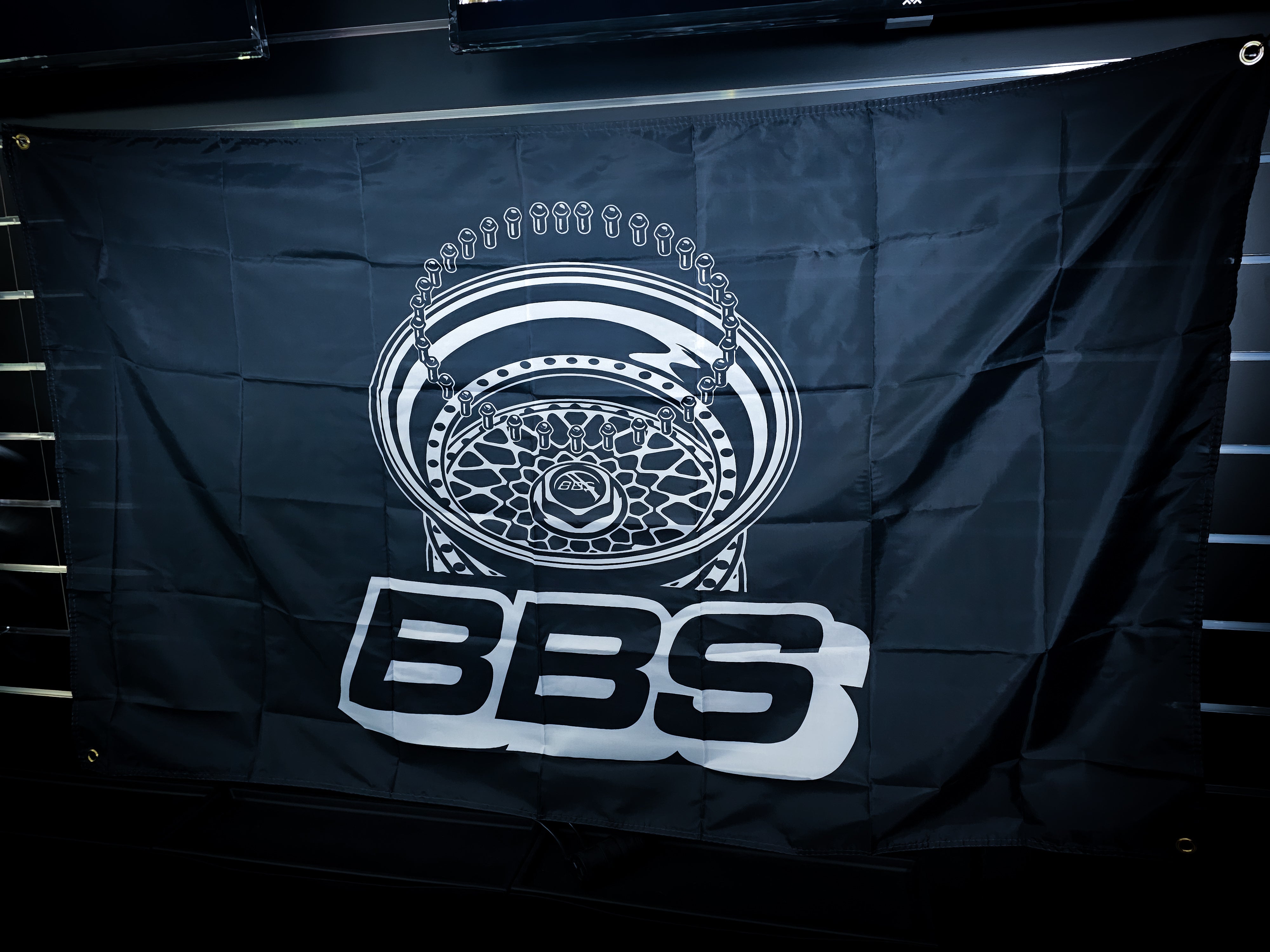 BBS Split Wheels Black And White Workshop Banner Flag