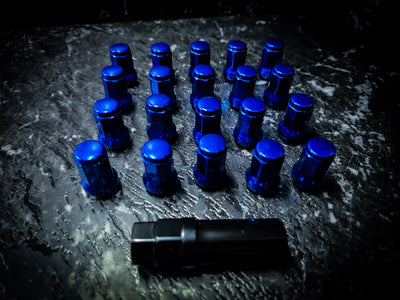 Mirror Blue Tuner Wheel Nuts
