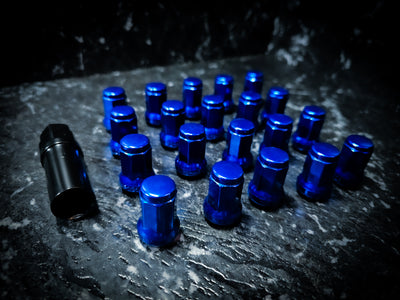 Mirror Blue Tuner Wheel Nuts