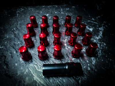 Mirror Red Tuner Wheel Nuts