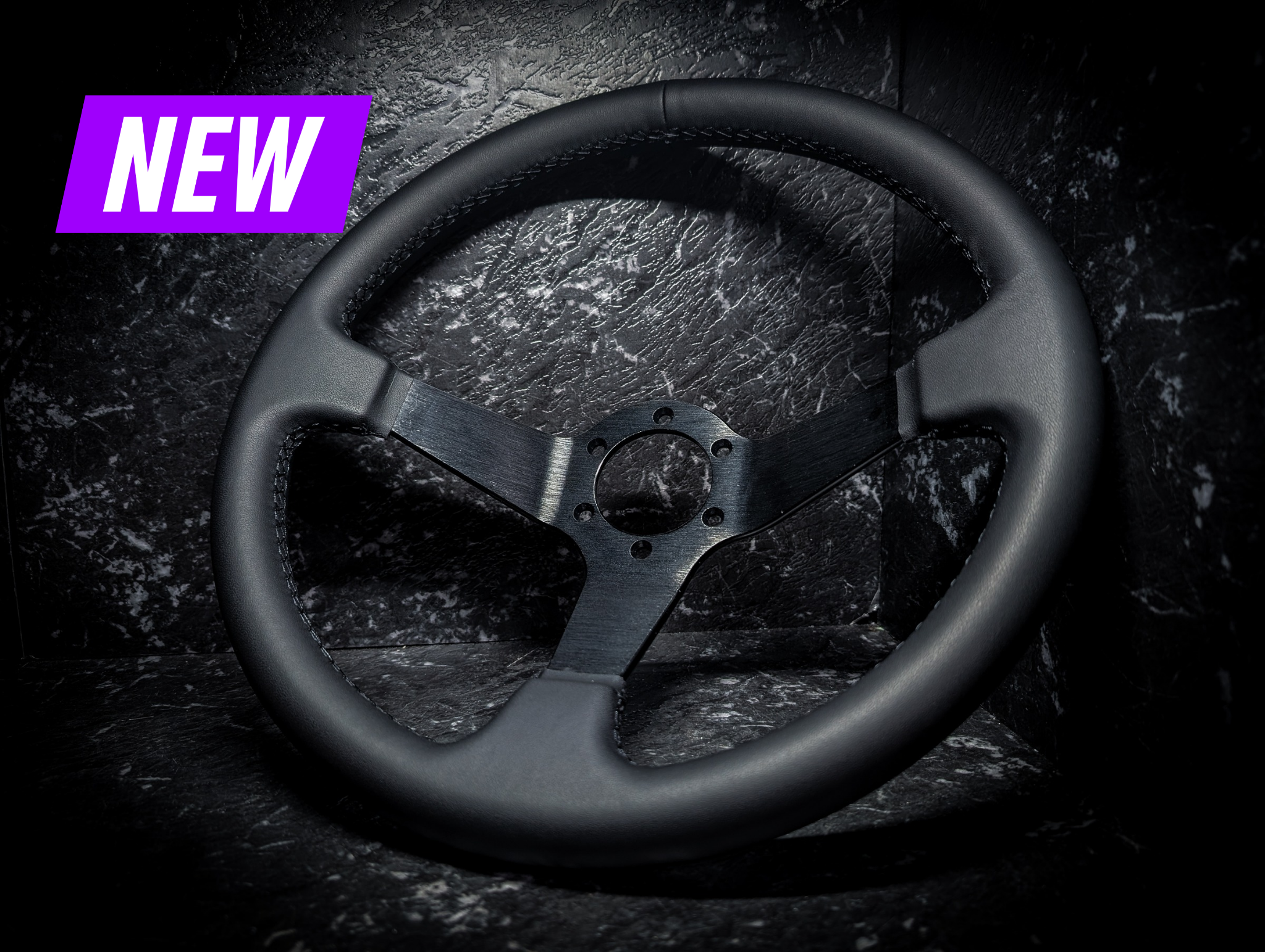 Triple Black Deep Dished Leather Steering Wheel