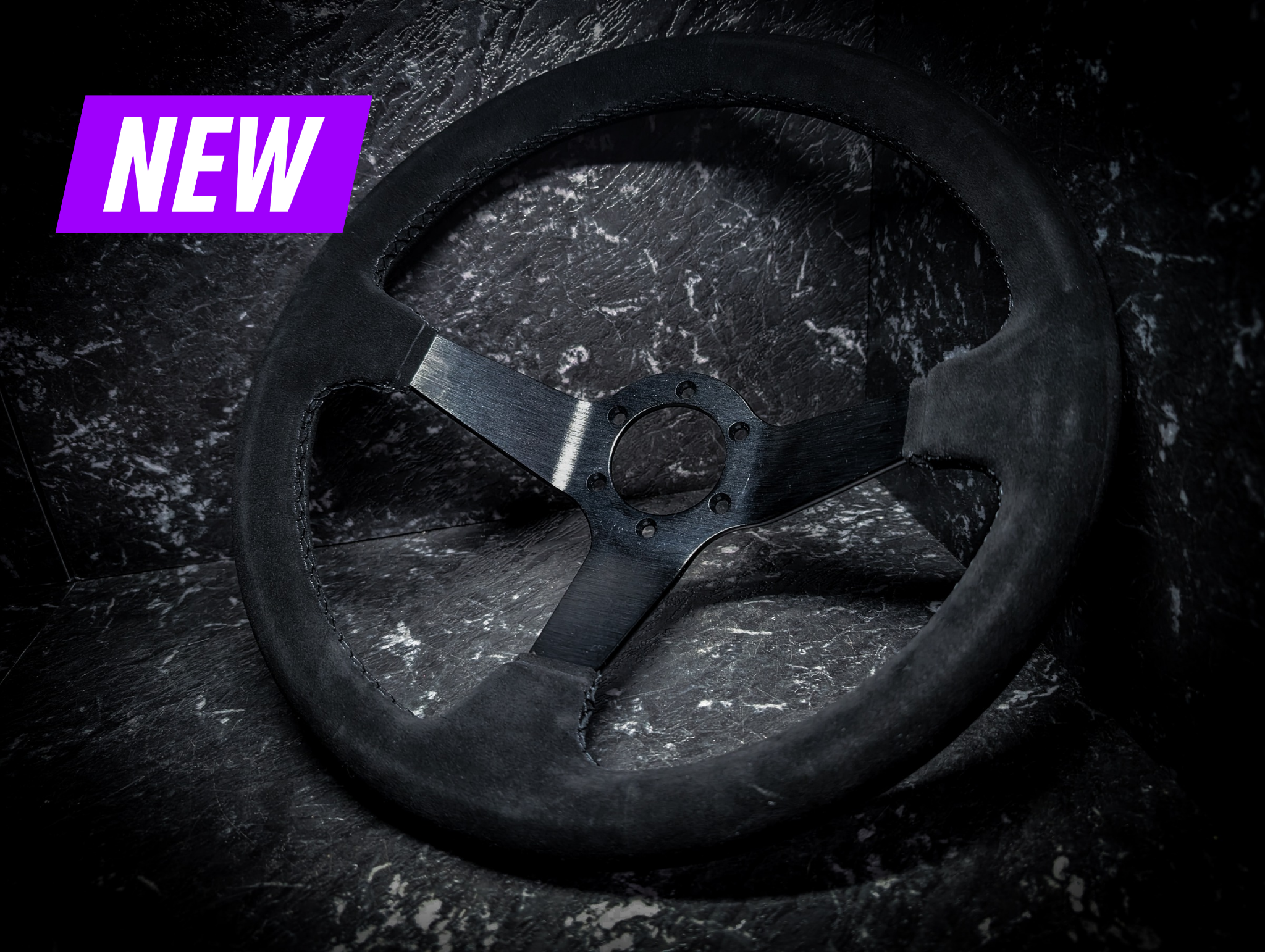 Triple Black Deep Dished Alcantara/Suade Steering Wheel