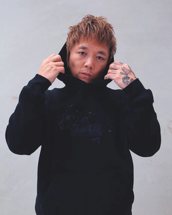 KOKAINE ~ "Black Blossom" Embroidered Hoodie // BLACK