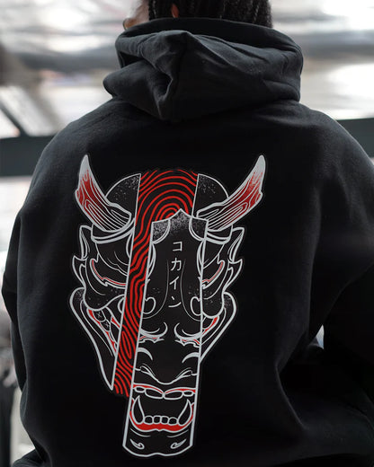 KOKAINE ~ "Hannya" Hoodie // BLACK