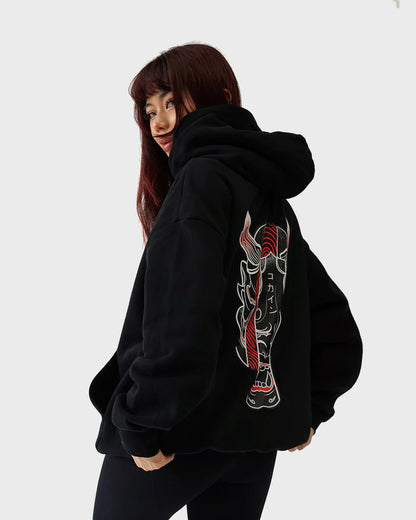 KOKAINE ~ "Hannya" Hoodie // BLACK