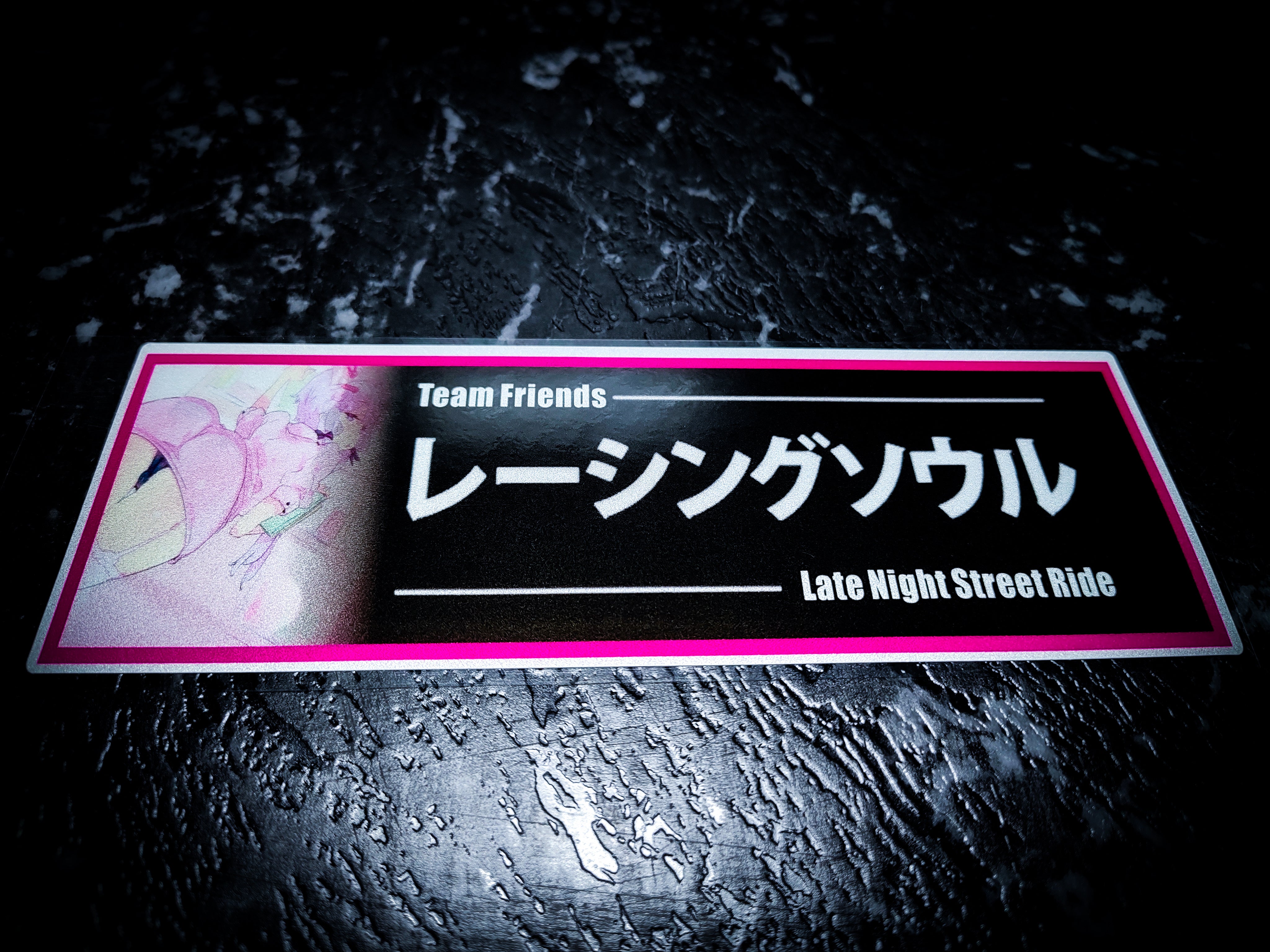 Late Night Street Ride Anime Reflective Slap Sticker