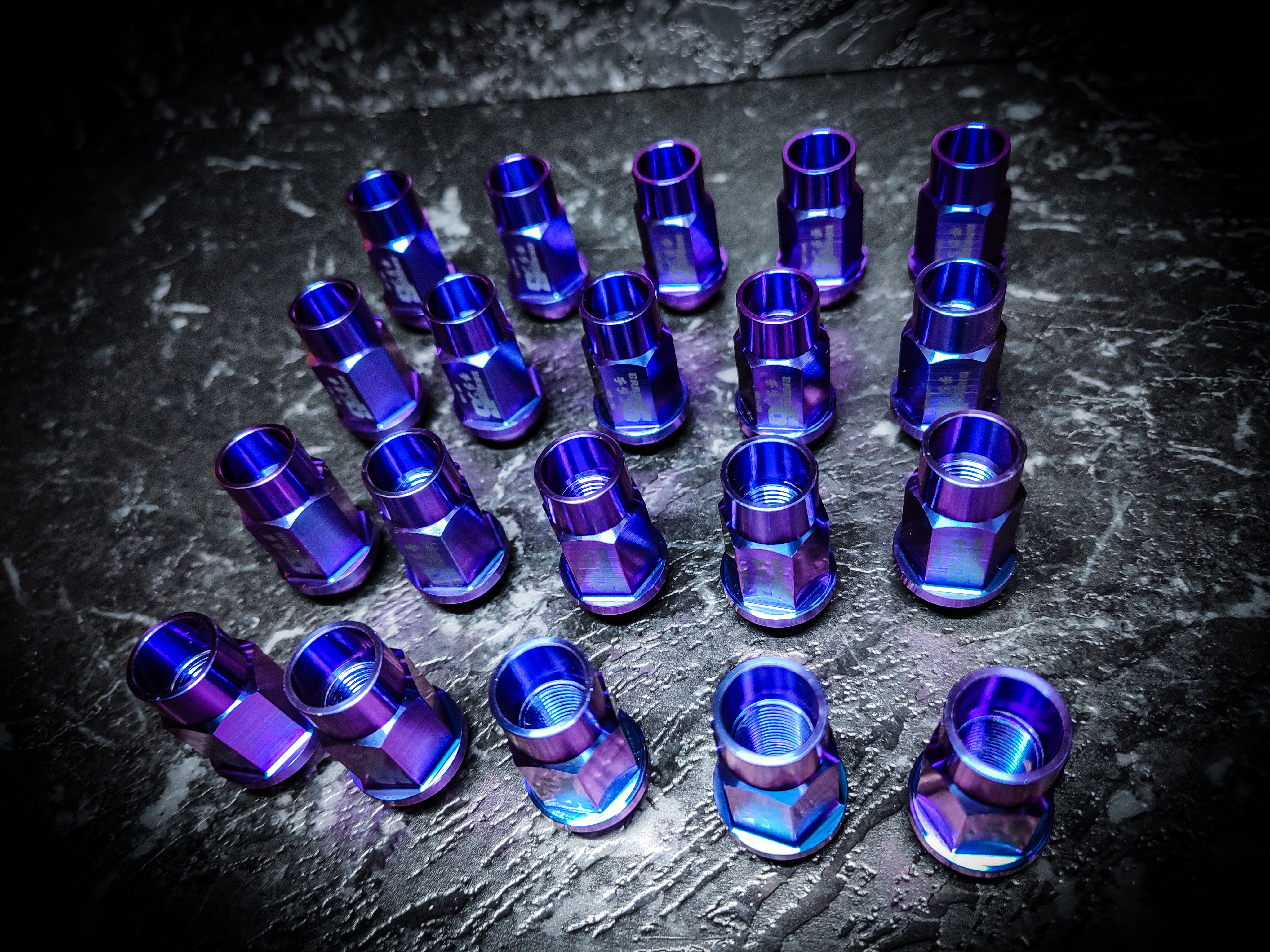 Grade 5 Titanium Blue & Purple Colour Shift Wheel Nuts