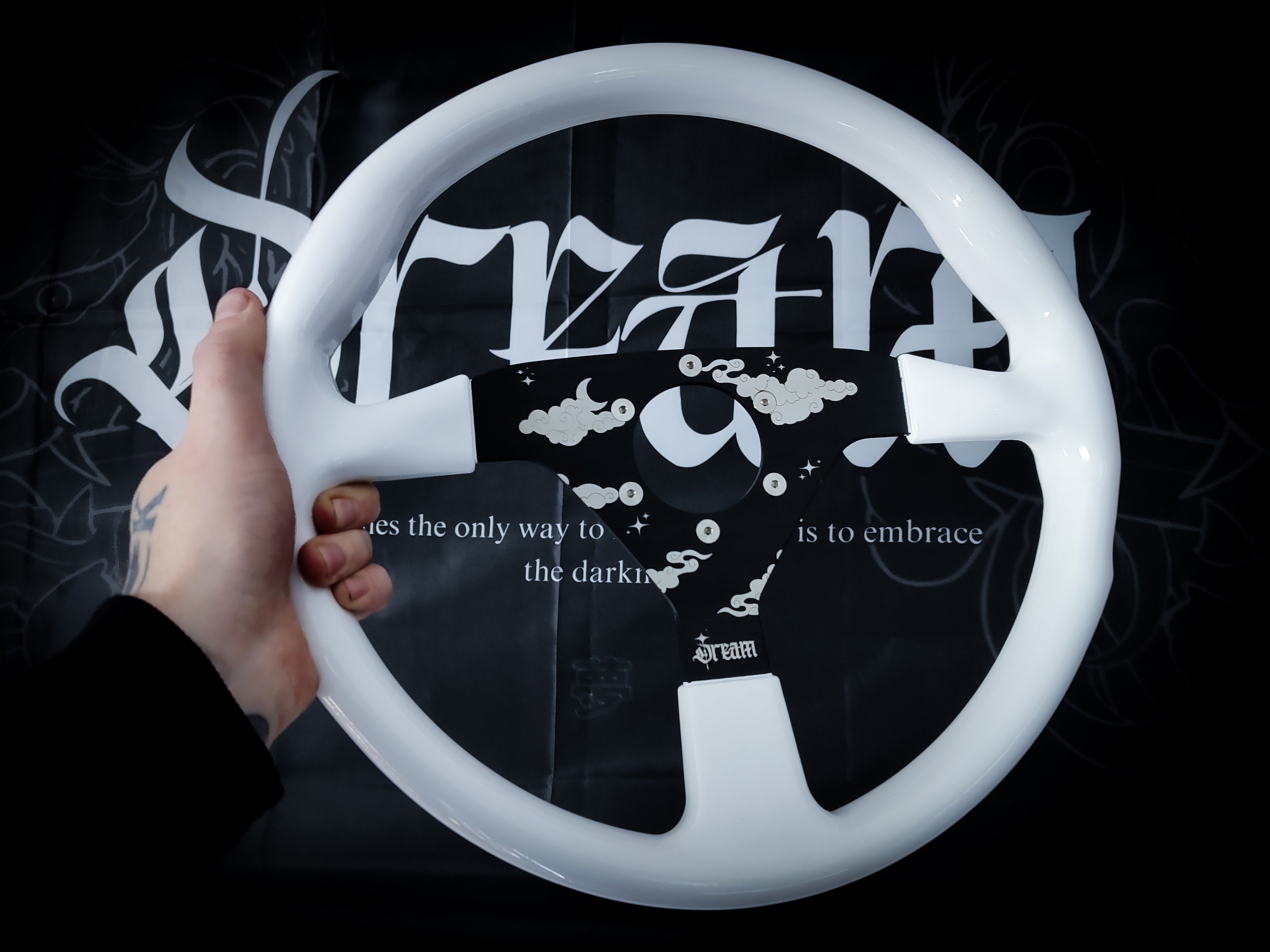 LIMITED Polar White "Dream" Etched Flat Face Steering Wheel