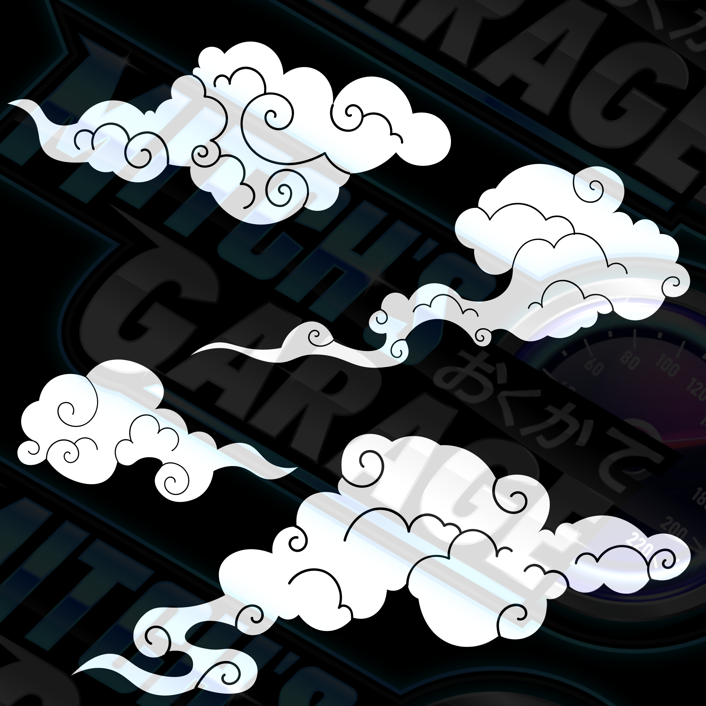 Quarter Window Japanese Clouds Vinyl Decal Pack