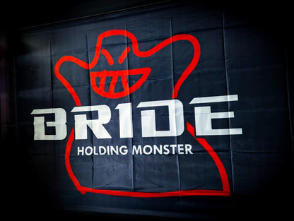 BRIDE Holding Monster Red, Black and White Workshop Banner Flag