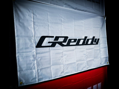 GREDDY White and Black Workshop Banner Flag