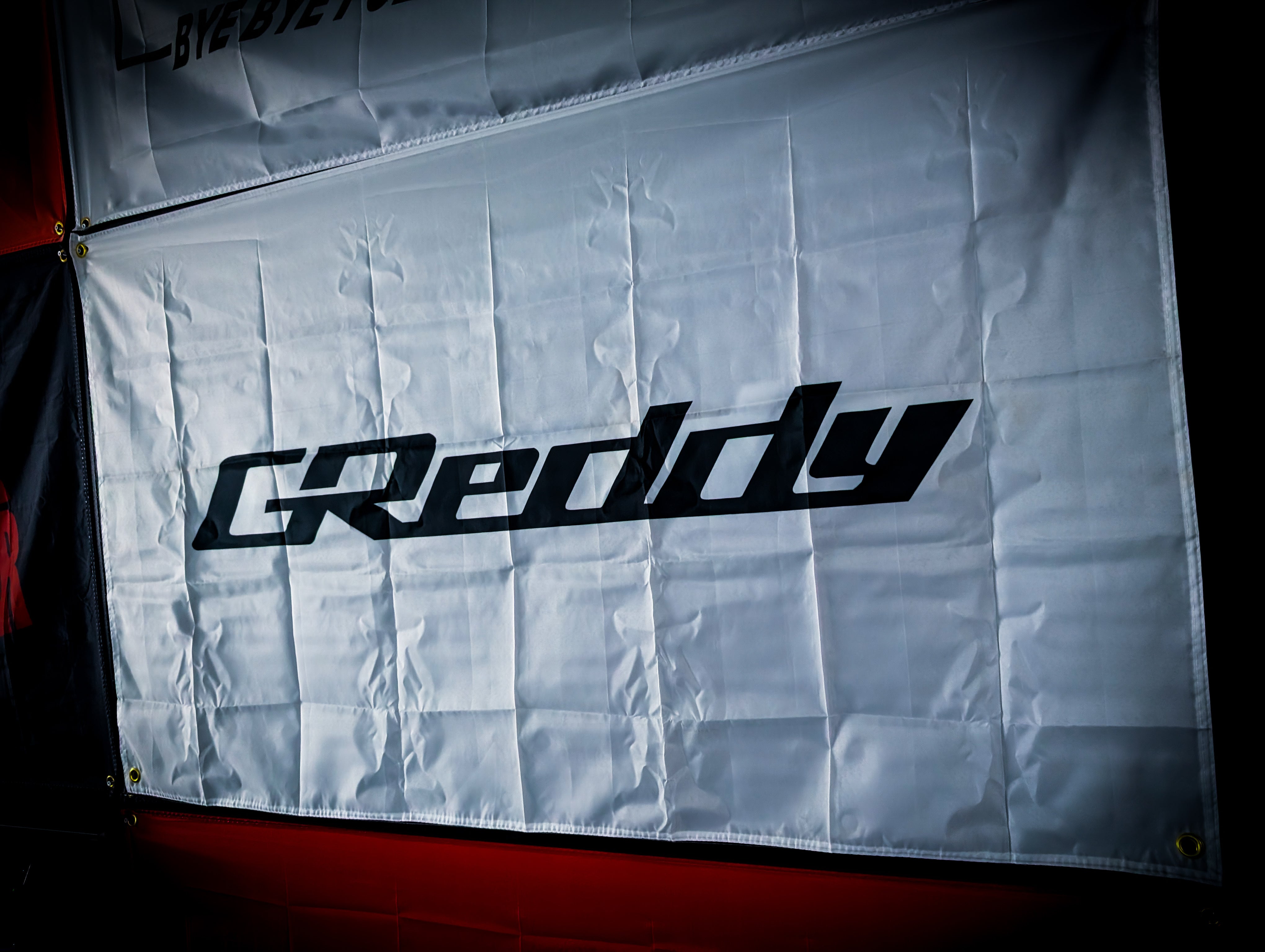 GREDDY White and Black Workshop Banner Flag