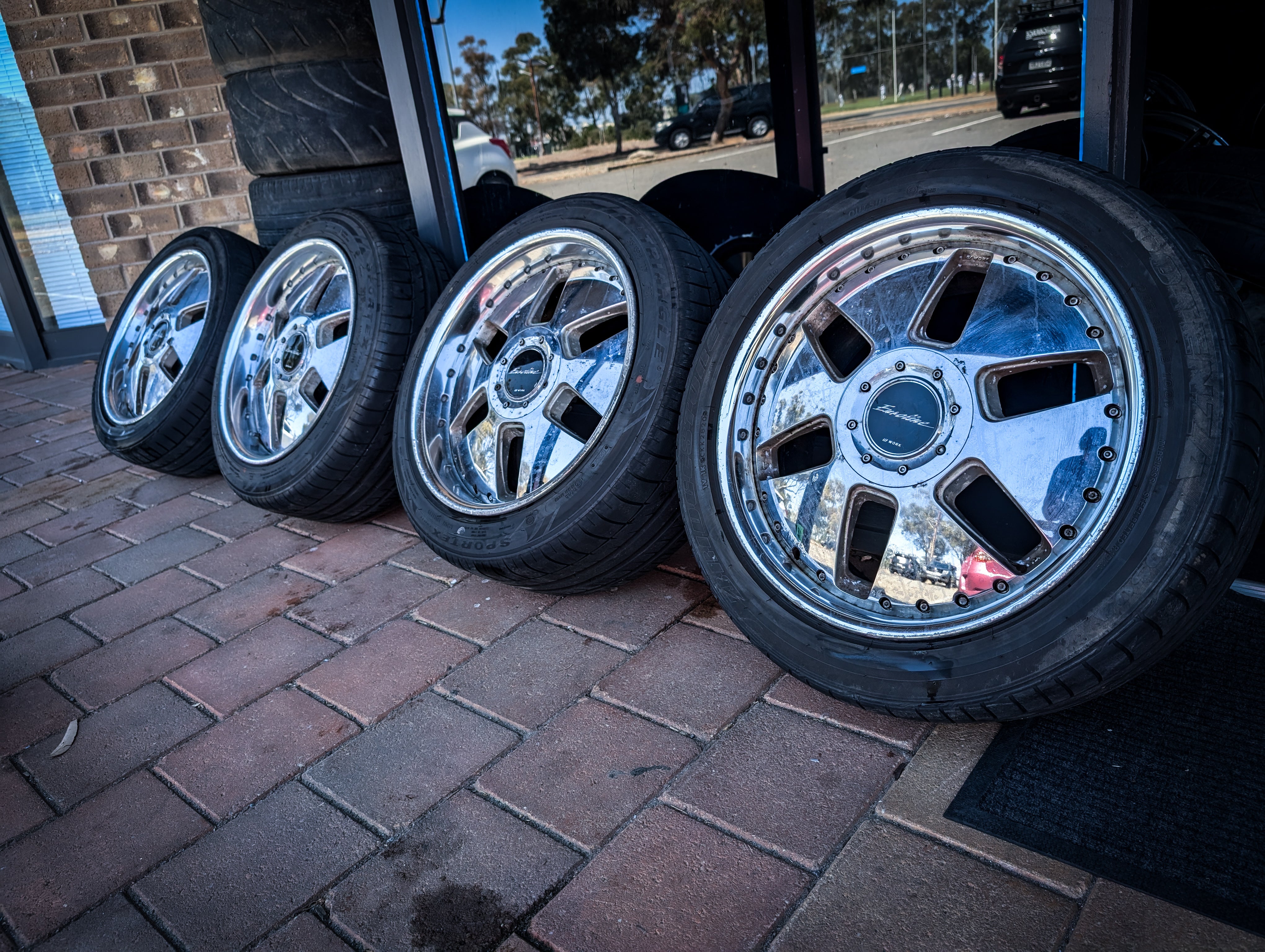 18" WORK EUROLINE Type N Staggared Chrome Wheels