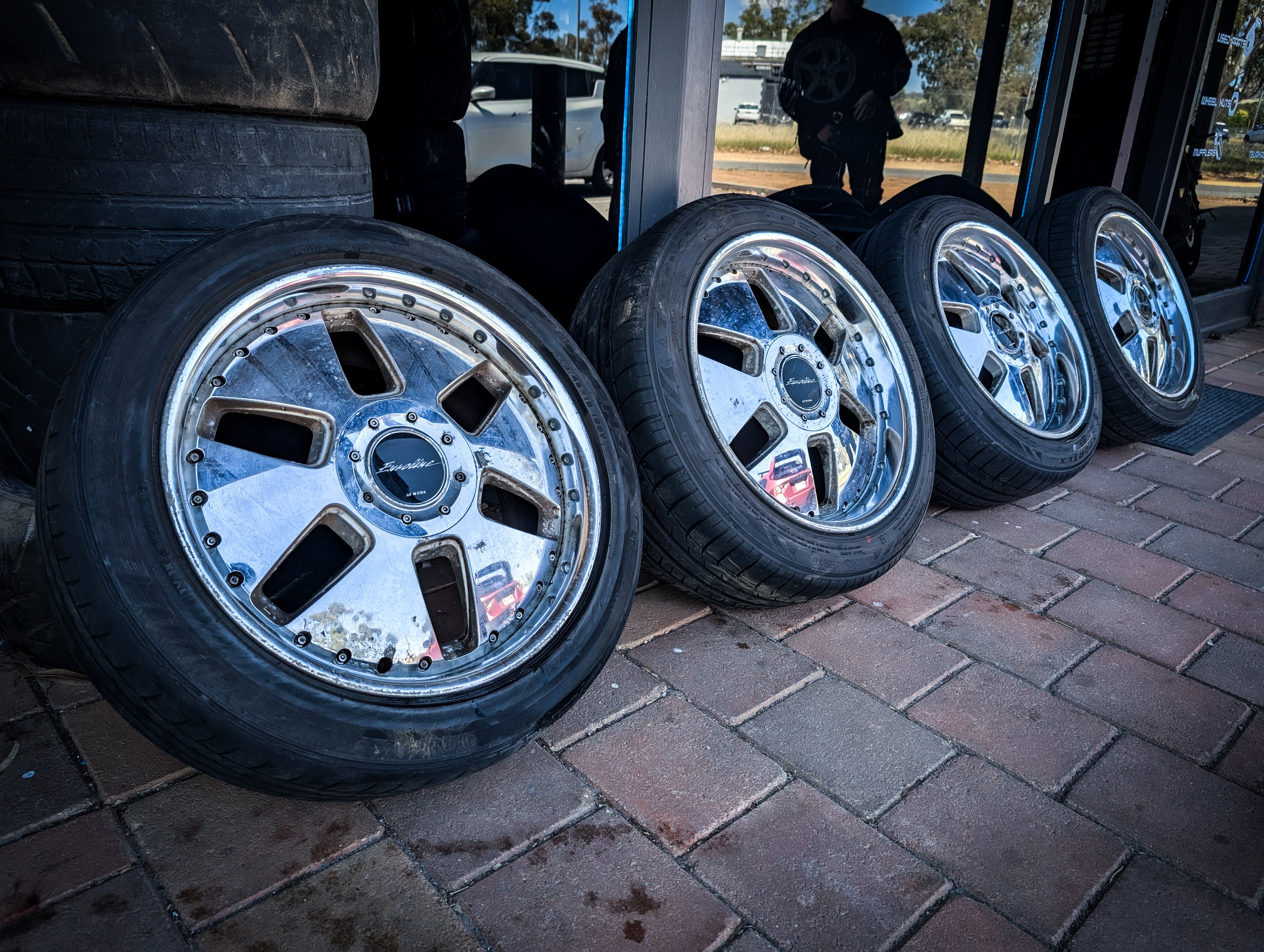 18" WORK EUROLINE Type N Staggared Chrome Wheels