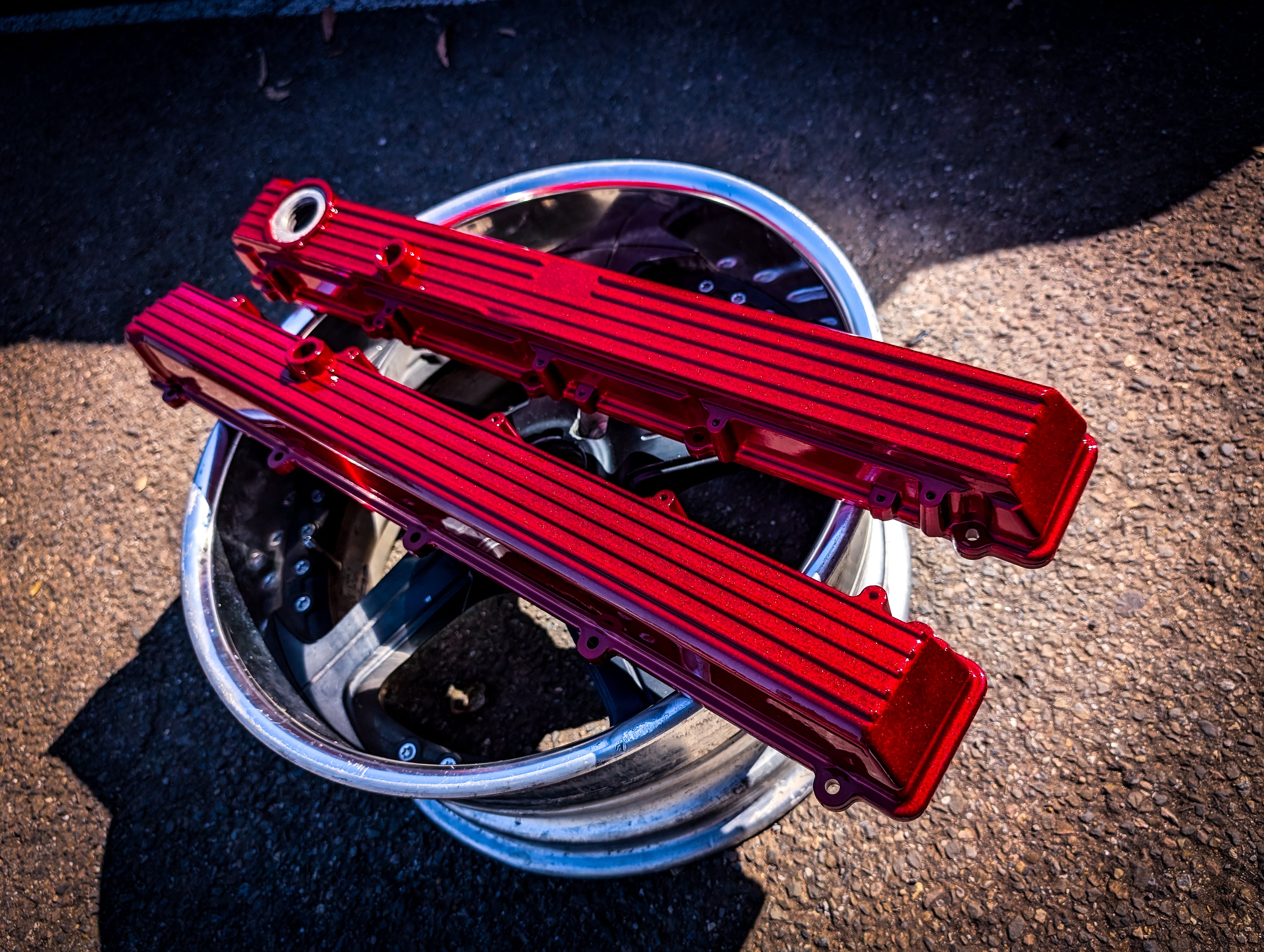 Nissan Skyline RB20 CANDY Red Top Finned Rocker Covers