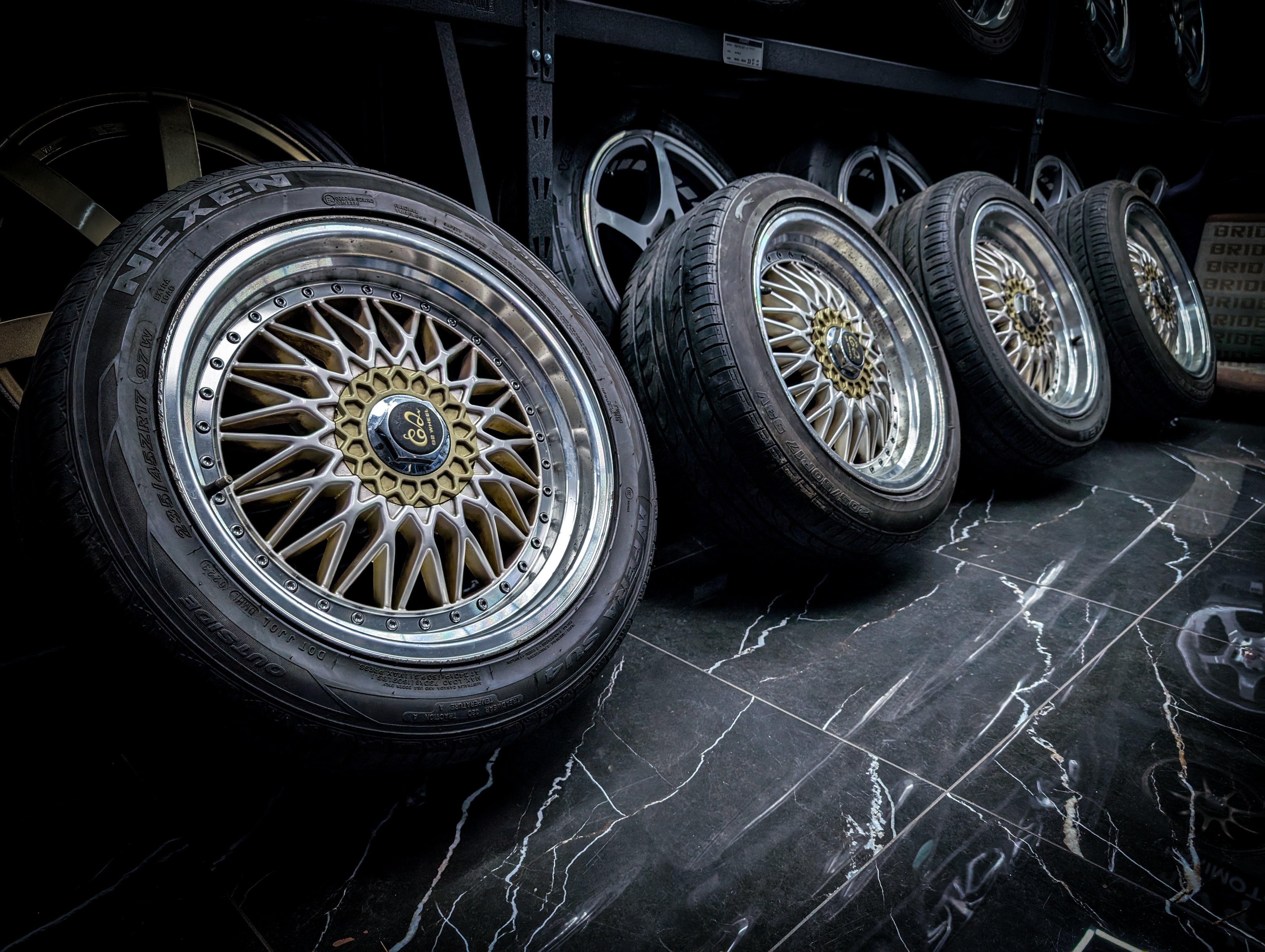 17" G2 Polished Silver and Gold Mesh Wheels x 4