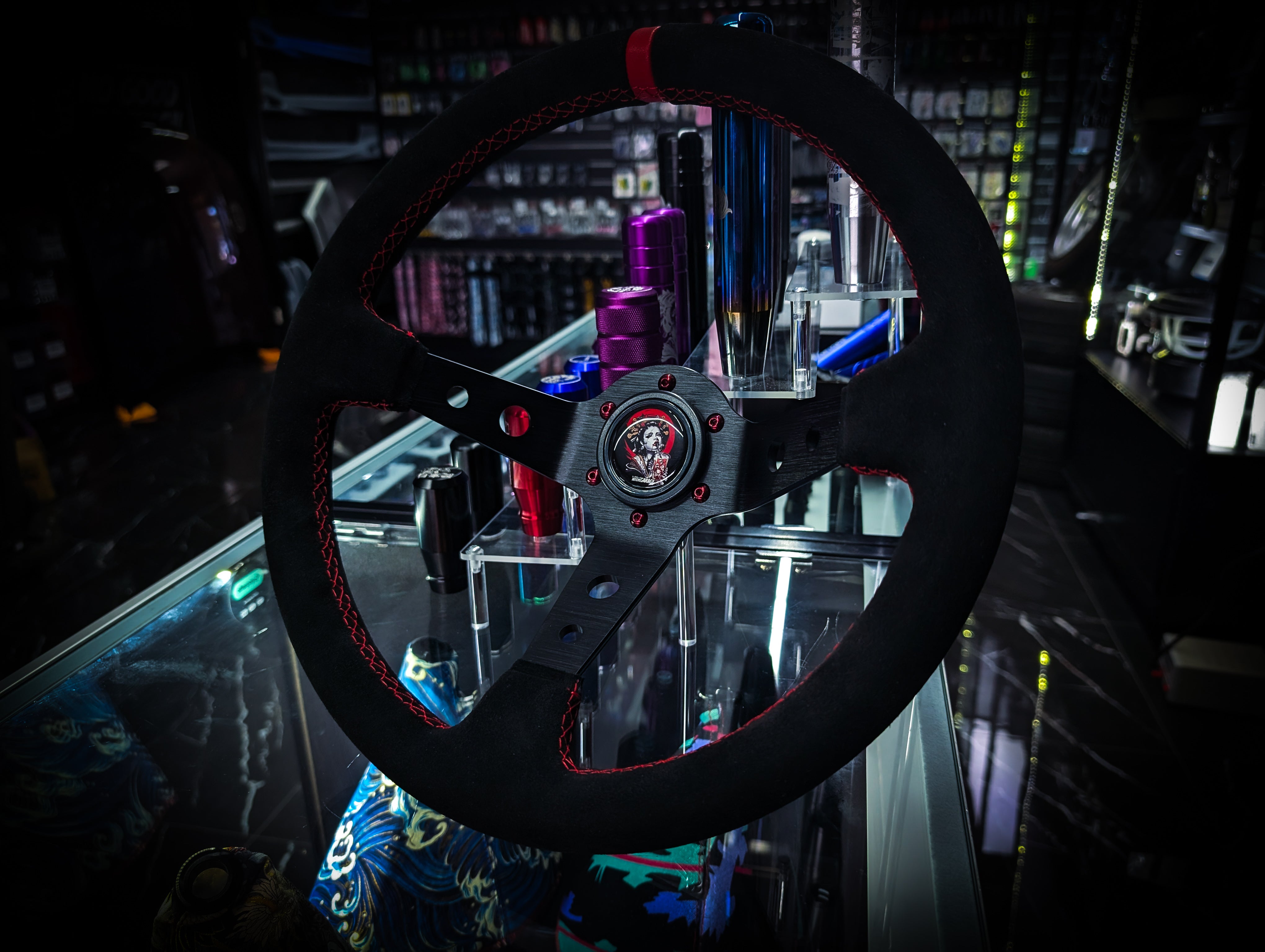 Red Geisha V1 Deep Dished Alcantara Steering Wheel