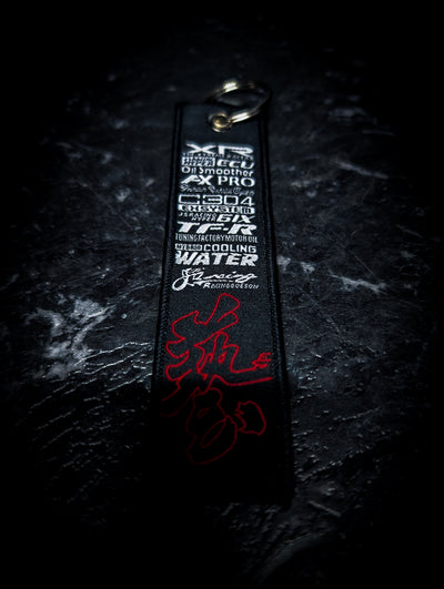JS Racing Performance List Black and Red Kanji Keys Tag