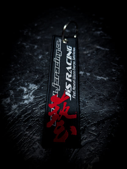 JS Racing Performance List Black and Red Kanji Keys Tag