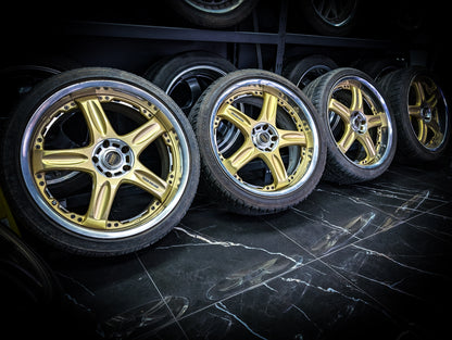 20" Volk Rays GT-C FACE I Top Secret Gold Multi Piece Split Staggared Wheels x 4