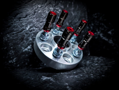 Red Capped • Gunmetal Security Wheel Nuts