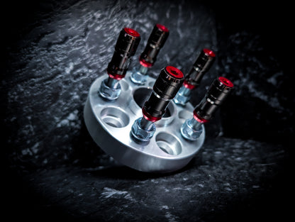 Red Capped • Gunmetal Security Wheel Nuts