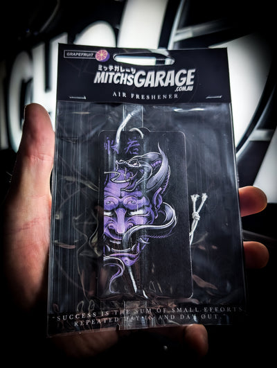 Mitch's Garage Purple ONI Mask and Python Token Grapefruit 🍇 Scented Premium Air Freshener