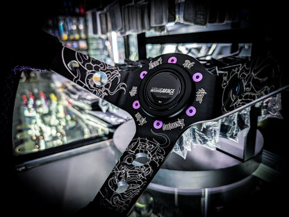 LIMITED EDITION "Don't let your demons drive you" Deep Dished Suade/Alcantara Purple Stitch Steering Wheel