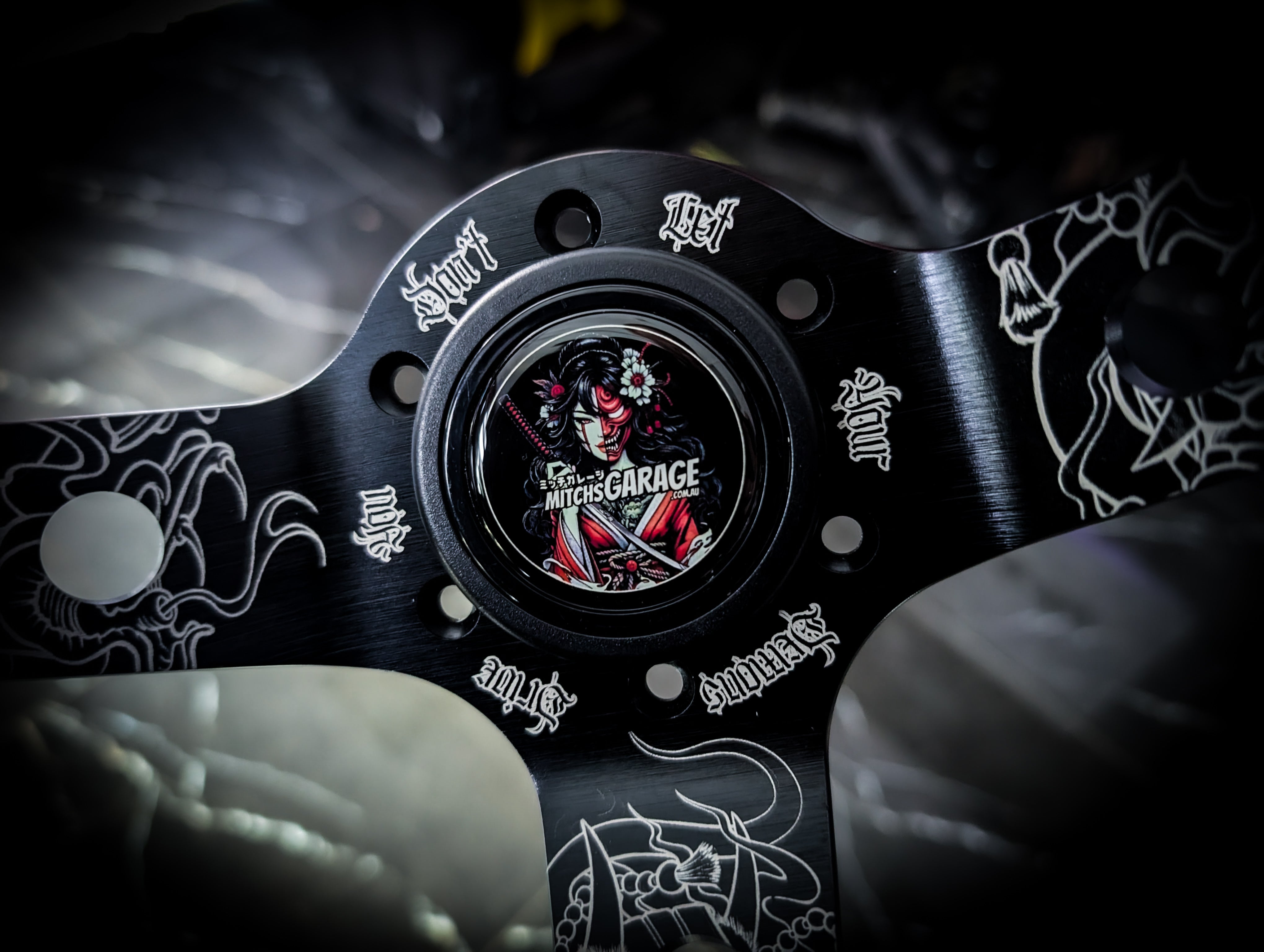 Mitch's Garage Red Geisha Girl Steering Wheel Horn Button